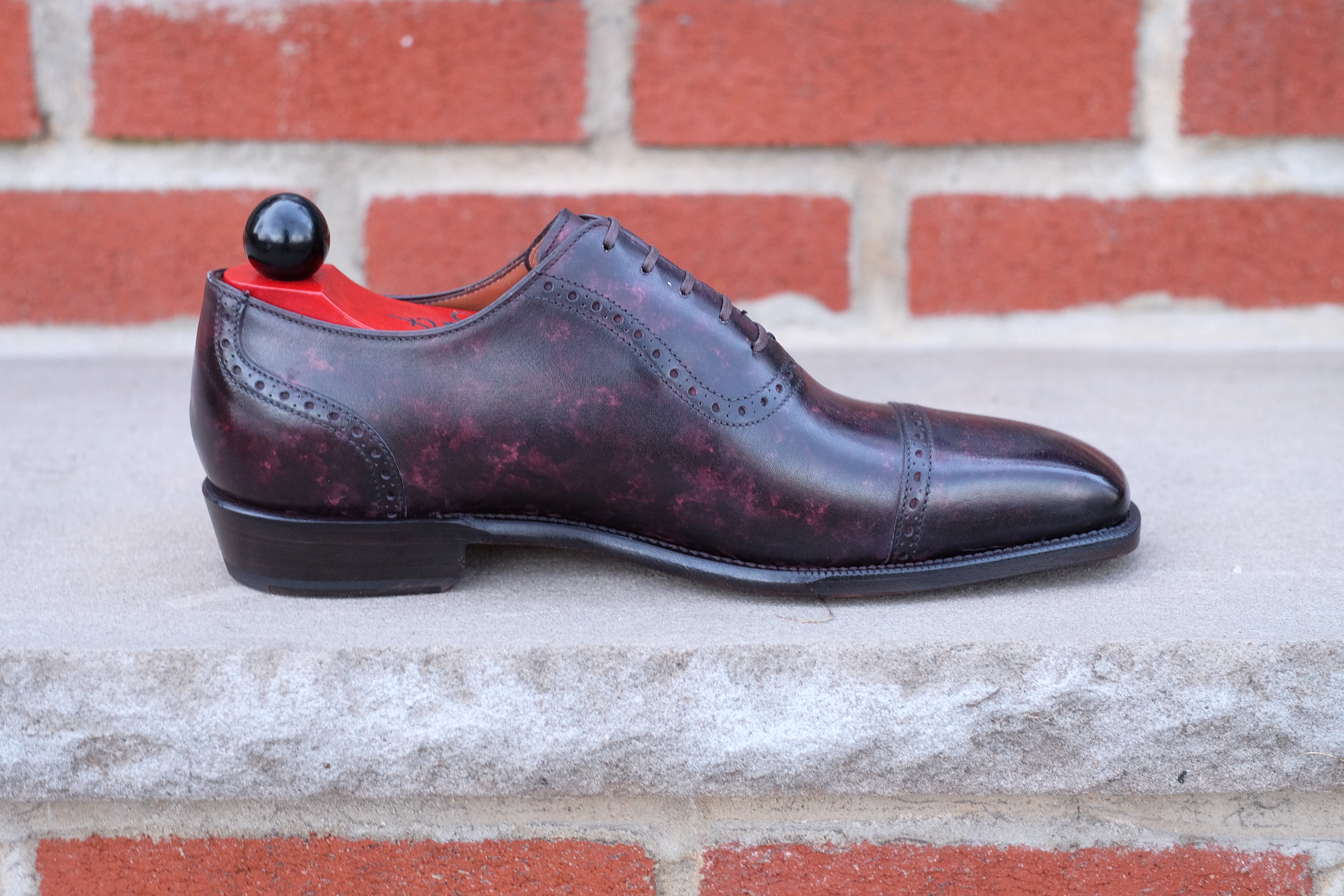 Sunnyside - Plum Marble Patina - PRE ORDER-Captoe Cap Toe Oxfords-J.FitzPatrick Footwear