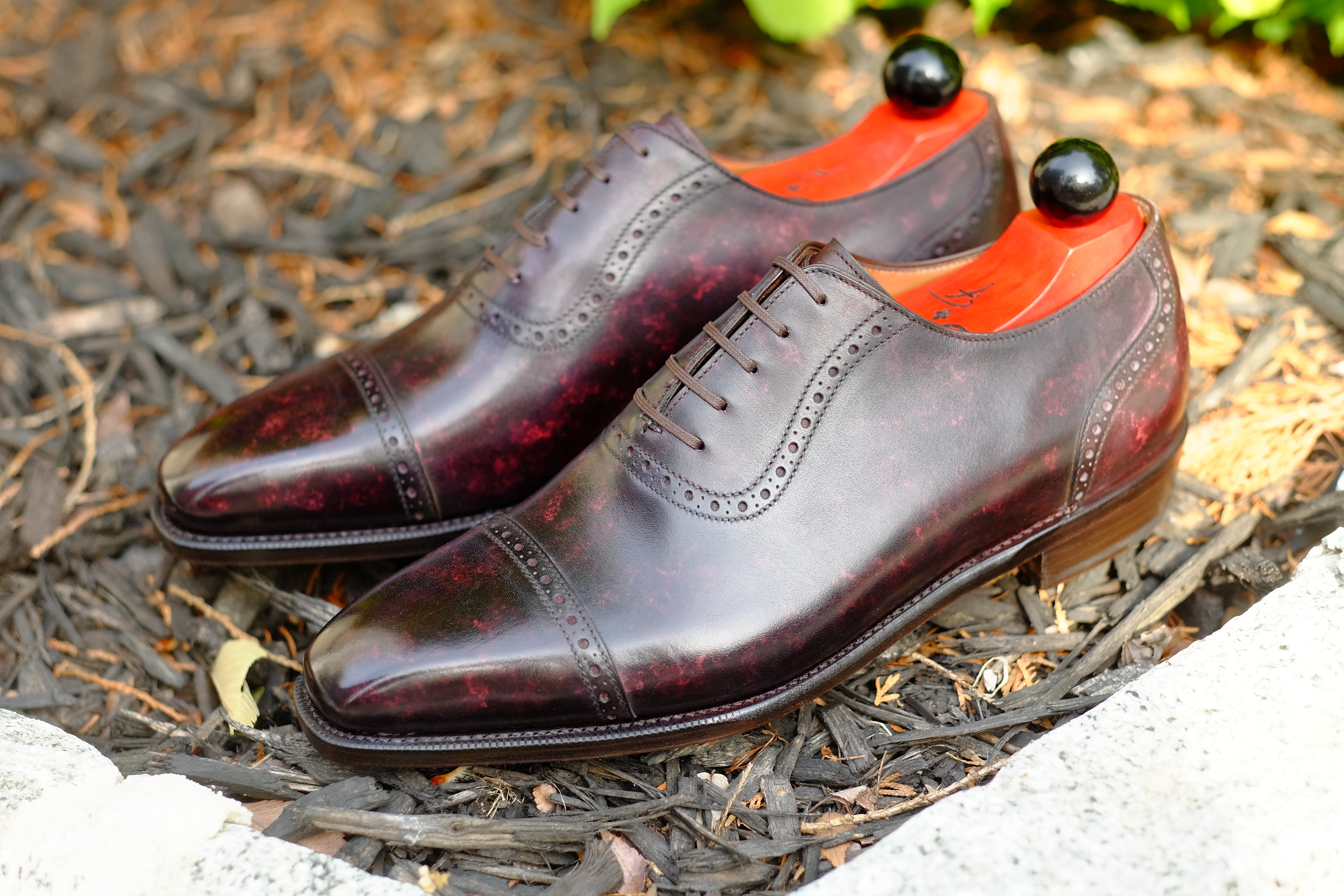 Sunnyside - Plum Marble Patina - PRE ORDER-Captoe Cap Toe Oxfords-J.FitzPatrick Footwear