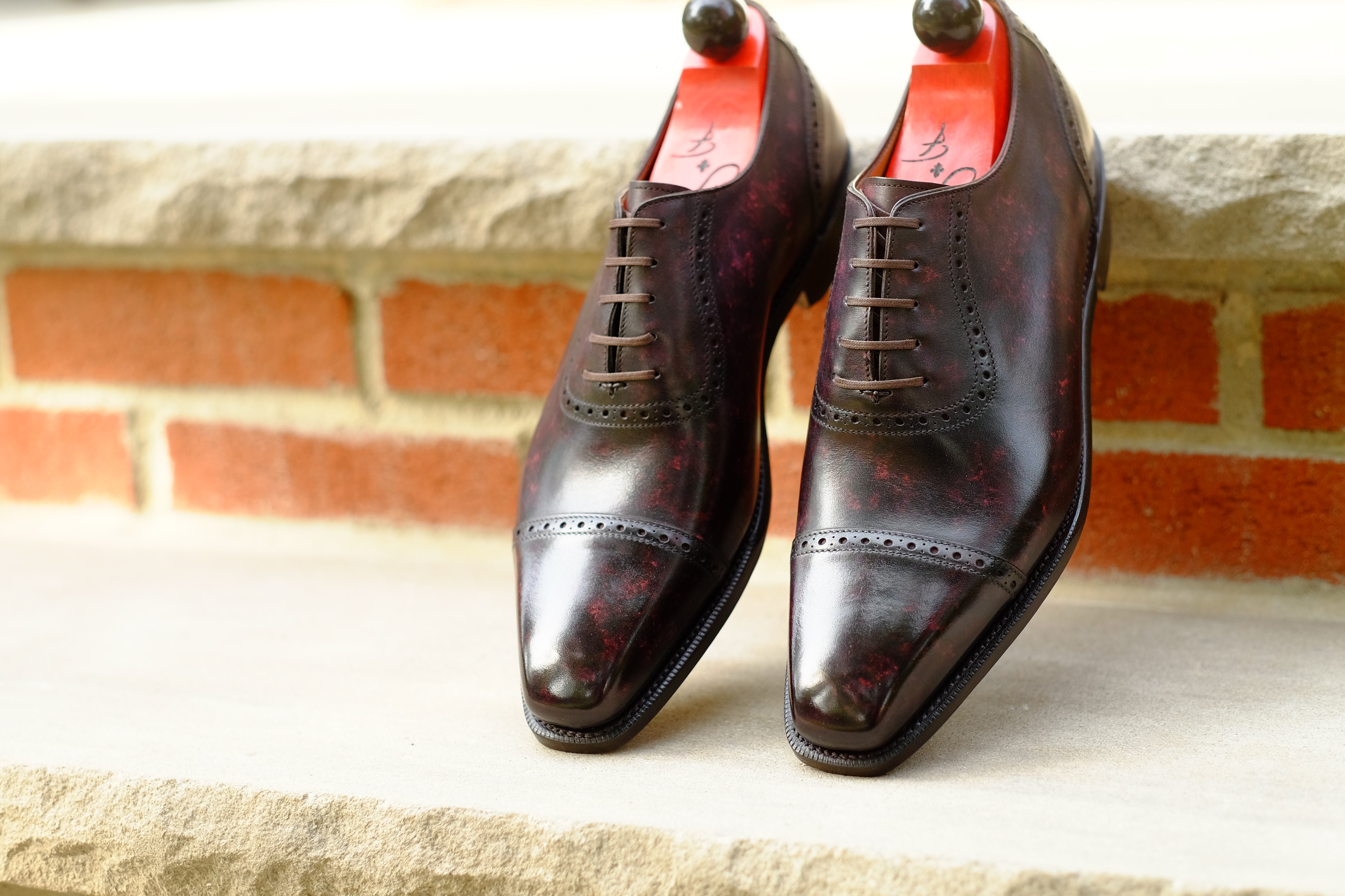 Sunnyside - Plum Marble Patina - PRE ORDER-Captoe Cap Toe Oxfords-J.FitzPatrick Footwear