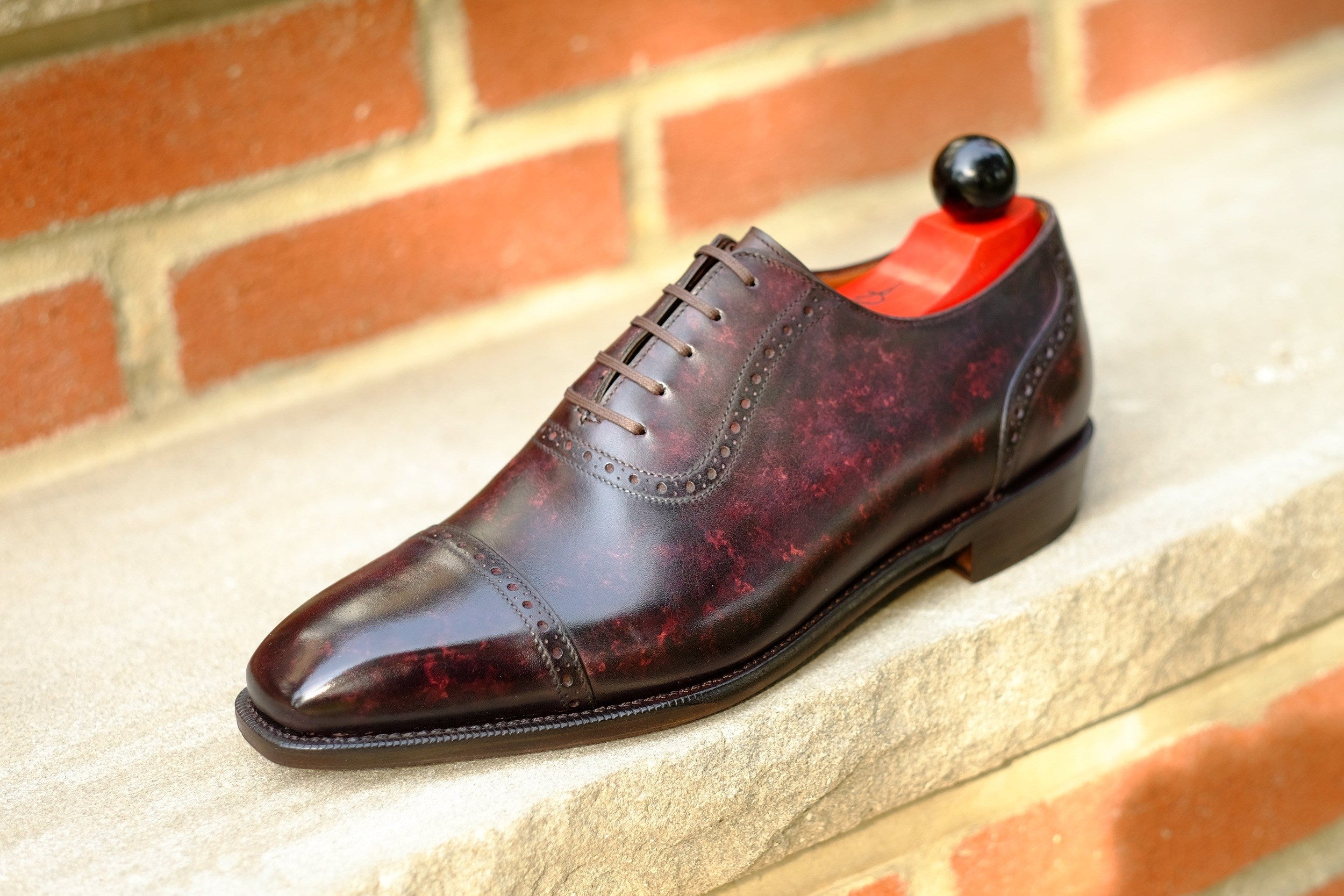 Sunnyside - Plum Marble Patina - PRE ORDER-Captoe Cap Toe Oxfords-J.FitzPatrick Footwear