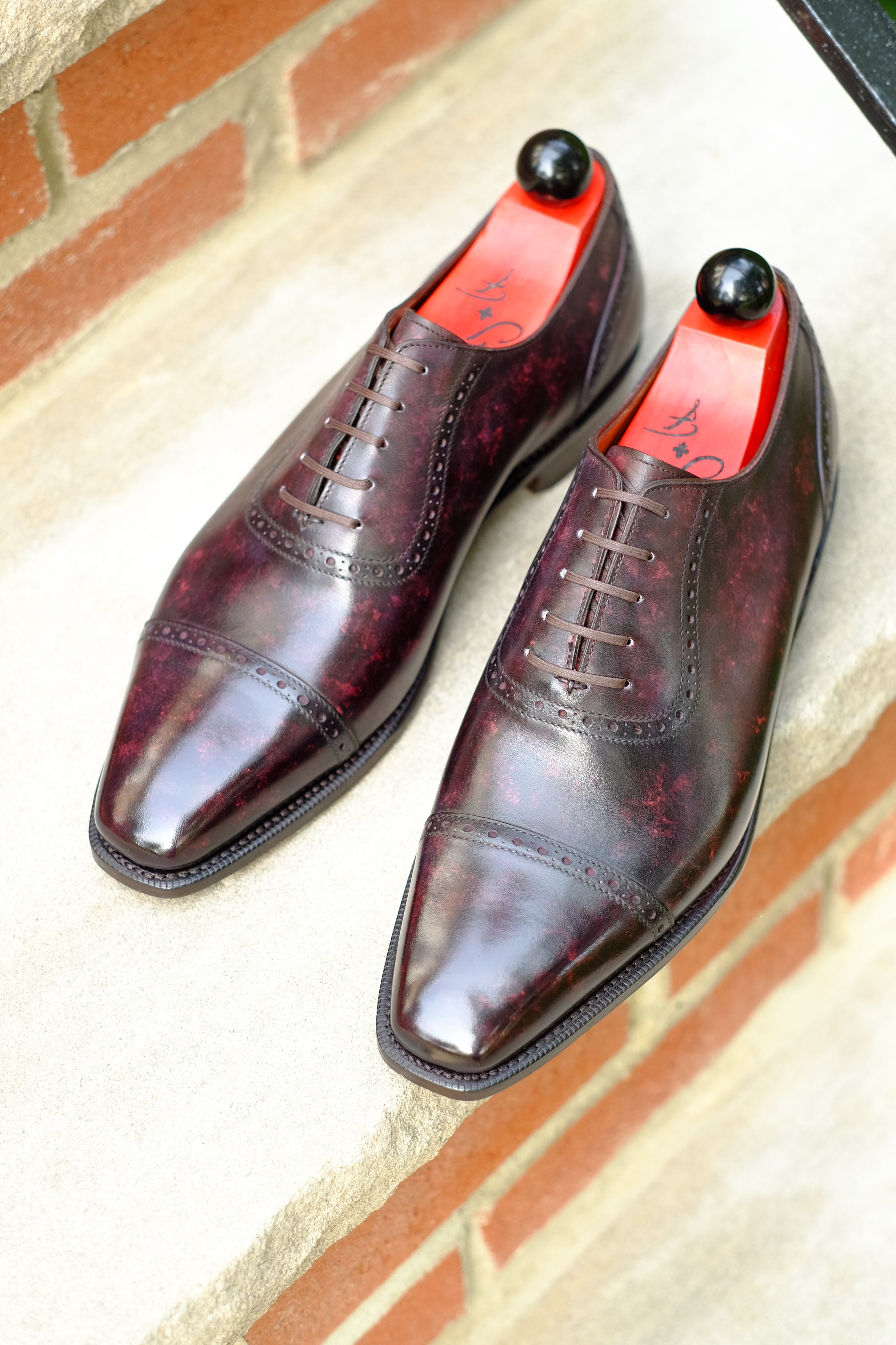 Sunnyside - Plum Marble Patina - PRE ORDER-Captoe Cap Toe Oxfords-J.FitzPatrick Footwear