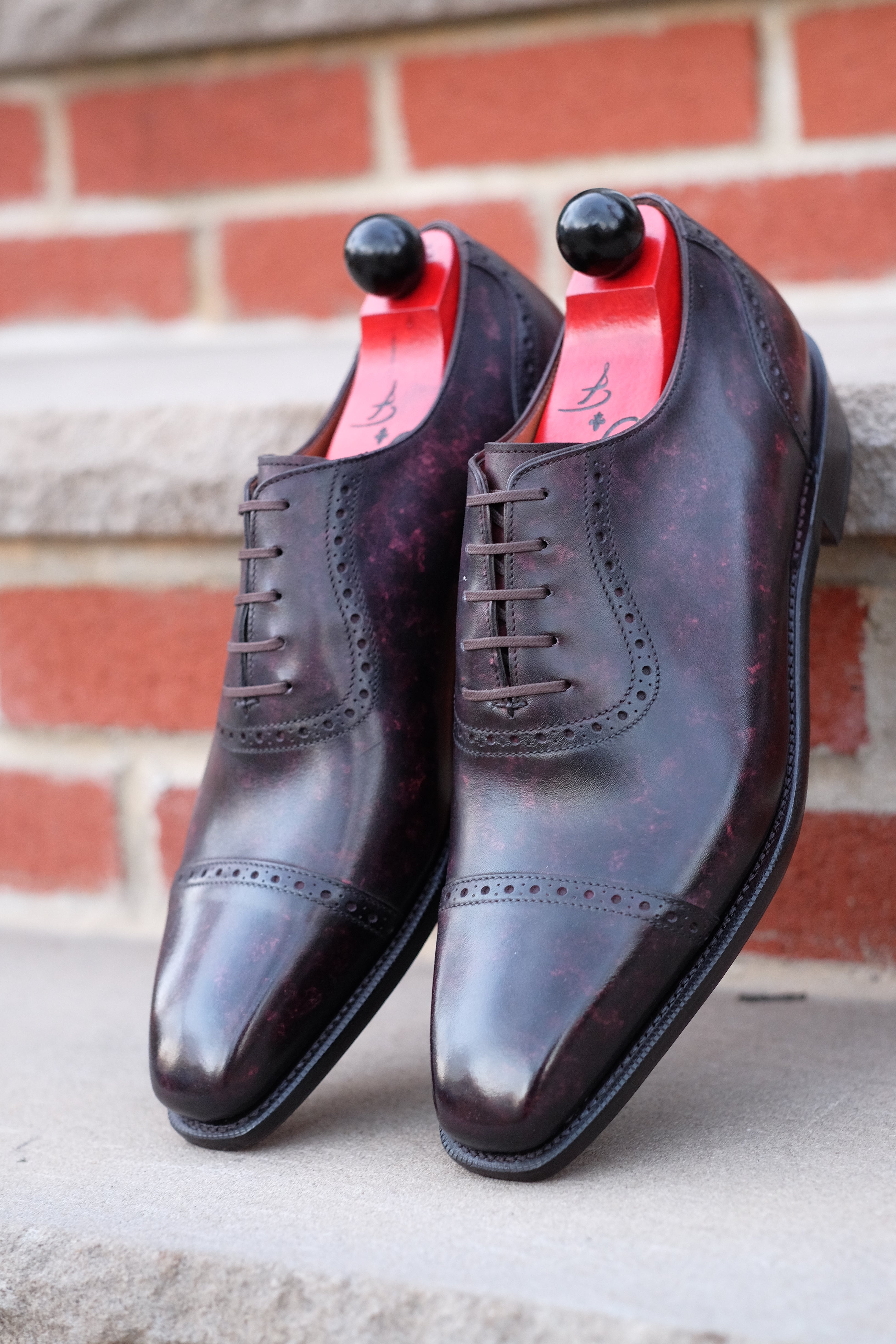 Sunnyside - Plum Marble Patina - PRE ORDER-Captoe Cap Toe Oxfords-J.FitzPatrick Footwear
