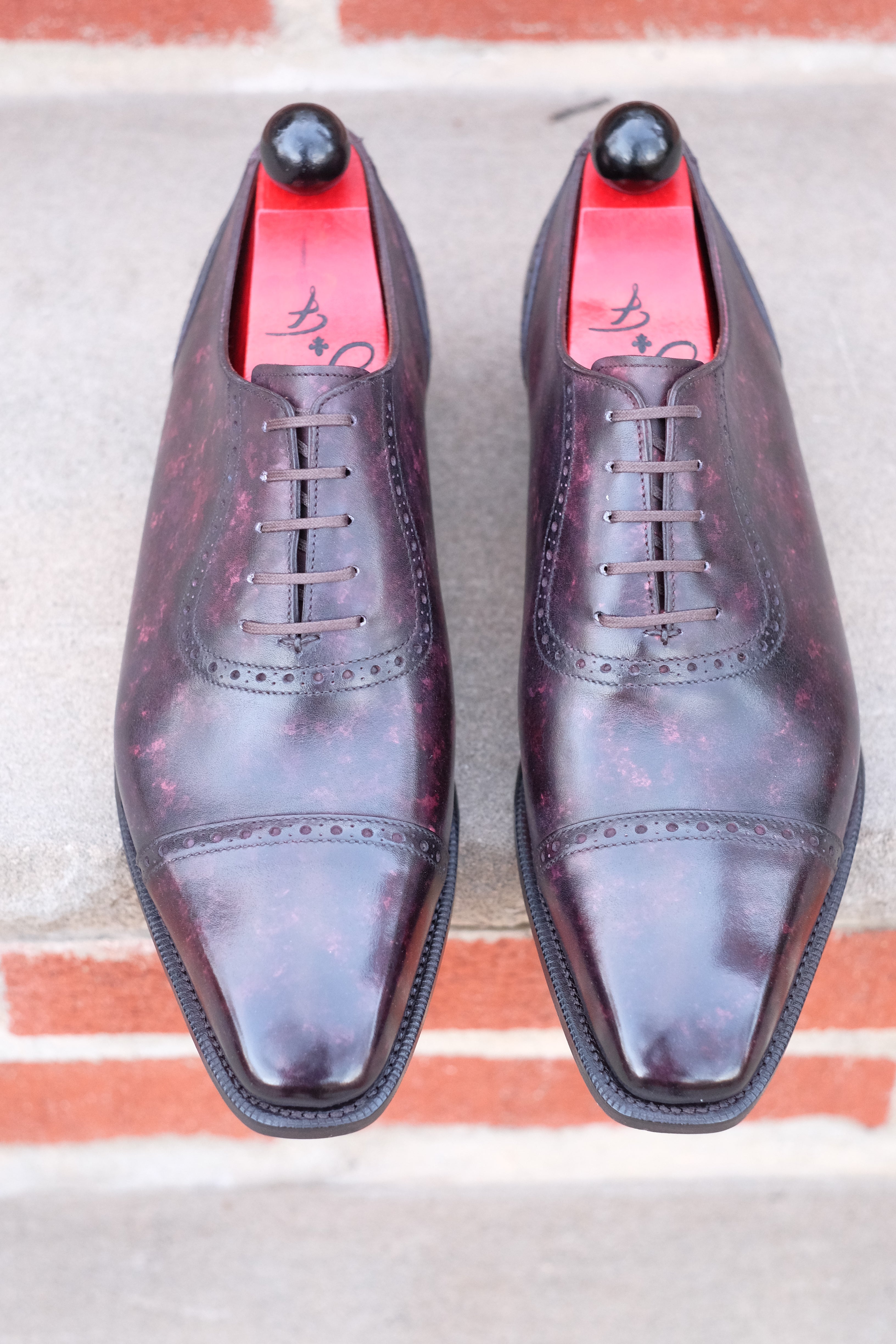 Sunnyside - Plum Marble Patina - PRE ORDER-Captoe Cap Toe Oxfords-J.FitzPatrick Footwear