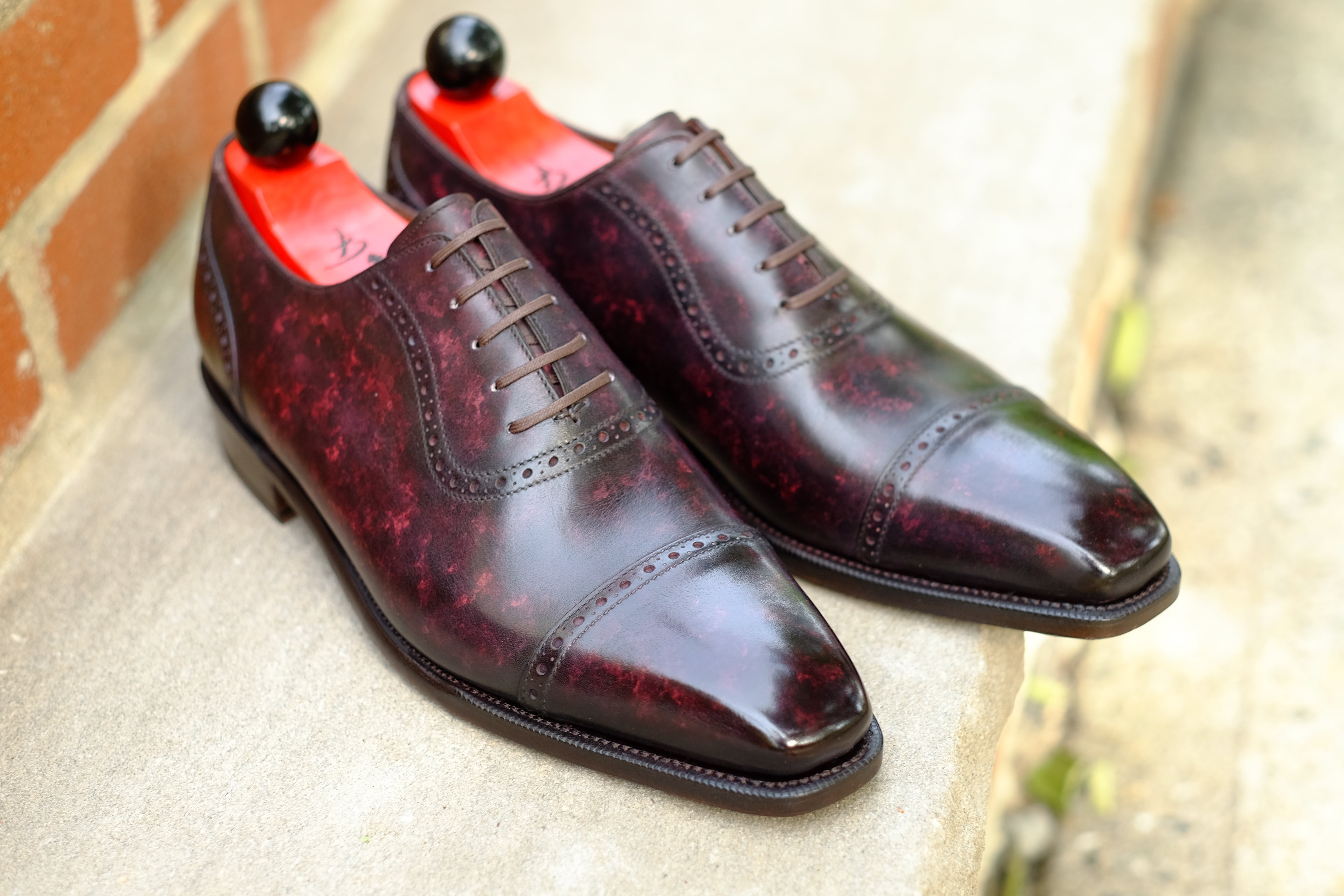 Sunnyside - Plum Marble Patina - PRE ORDER-Captoe Cap Toe Oxfords-J.FitzPatrick Footwear
