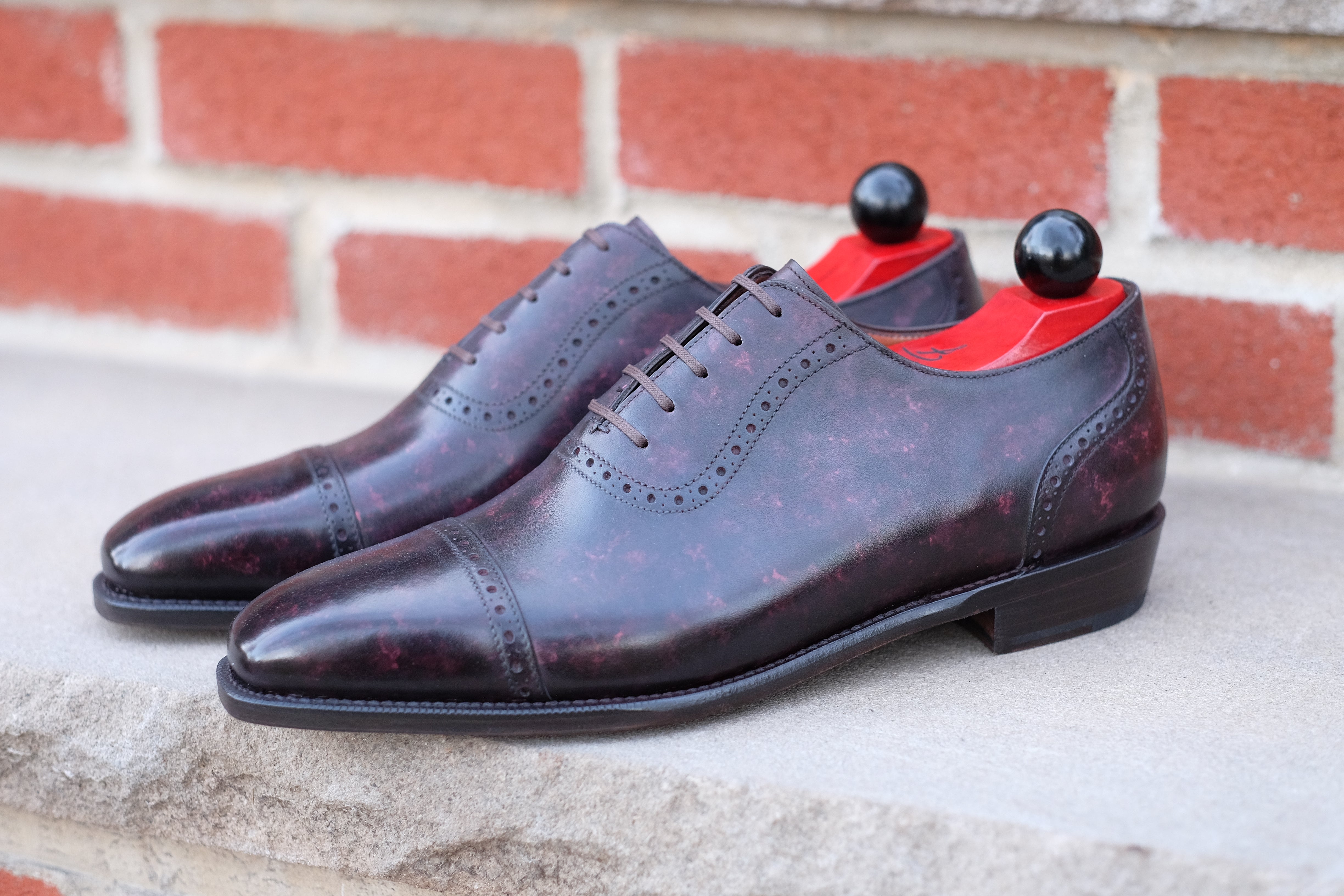 Sunnyside - Plum Marble Patina - PRE ORDER-Captoe Cap Toe Oxfords-J.FitzPatrick Footwear