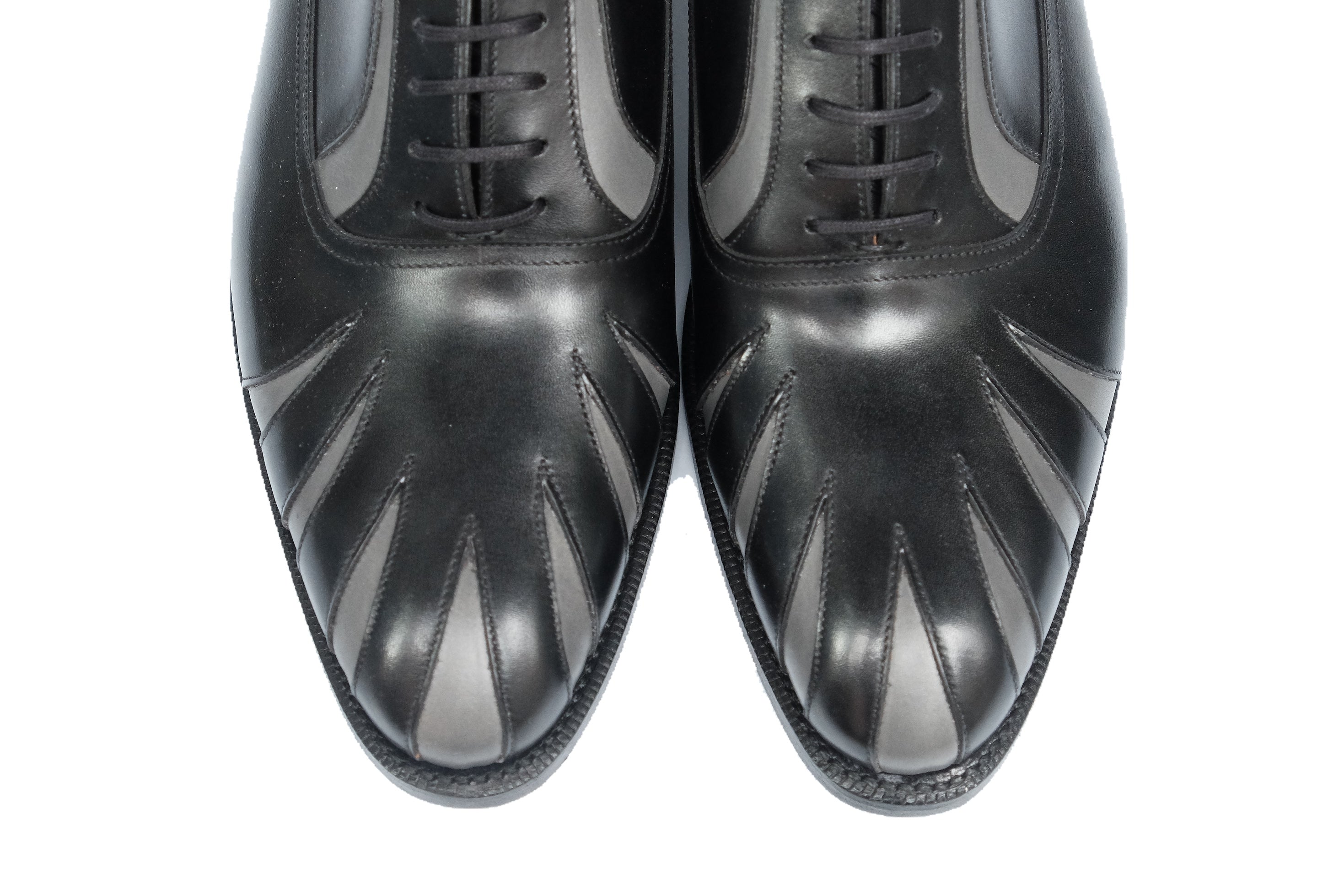 Tiger's Claw - MTO - Black Calf / Dark Grey Calf - NGT Last - Single Leather Sole-Made To Order Split Toe Spectator Oxfords-J.FitzPatrick Footwear
