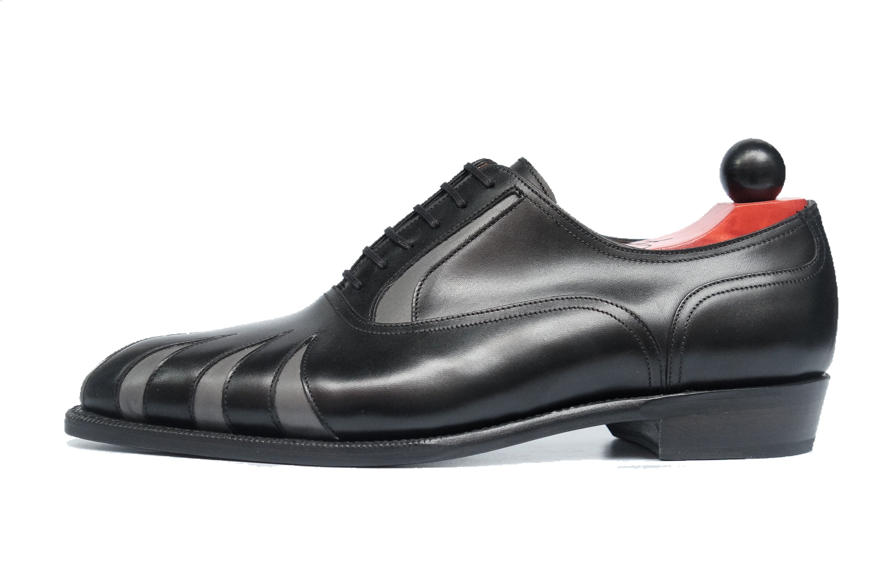 Tiger's Claw - MTO - Black Calf / Dark Grey Calf - NGT Last - Single Leather Sole-Made To Order Split Toe Spectator Oxfords-J.FitzPatrick Footwear