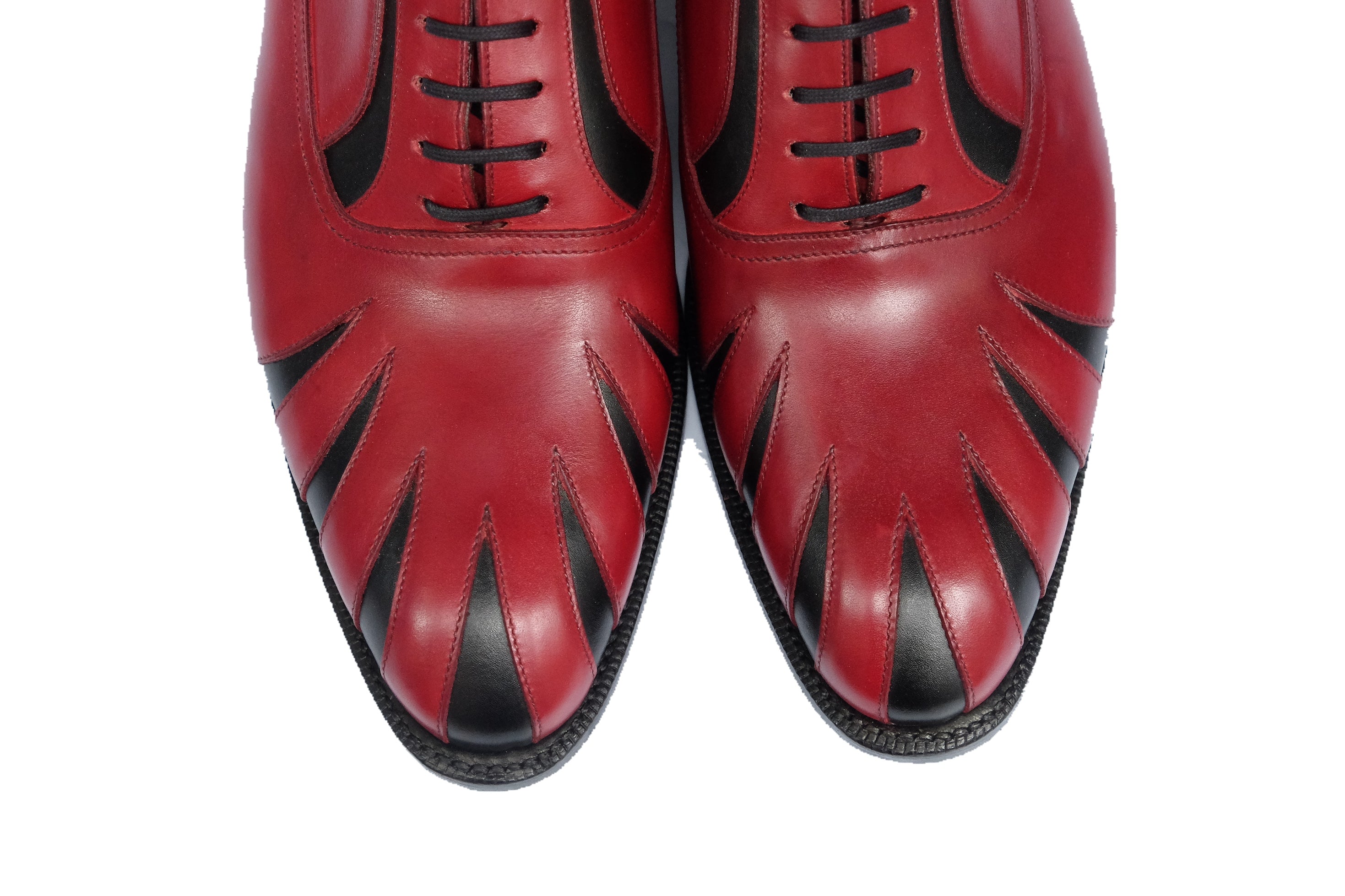 Tiger's Claw - MTO - Burgundy Calf / Black Calf - NGT Last - Single Leather Sole-Made To Order Split Toe Spectator Oxfords-J.FitzPatrick Footwear