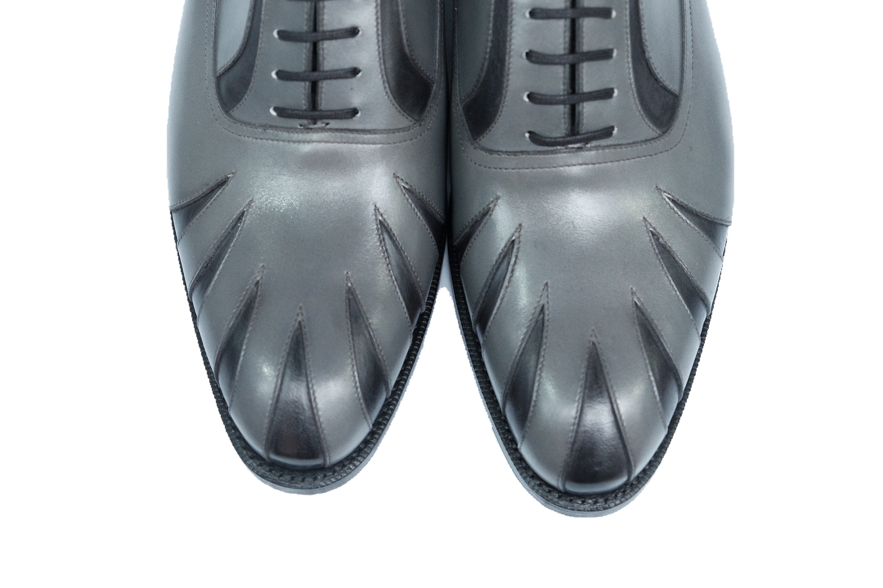 Tiger's Claw - MTO - Light Grey Calf / Dark Grey Calf - NGT Last - Single Leather Sole-Made To Order Split Toe Spectator Oxfords-J.FitzPatrick Footwear