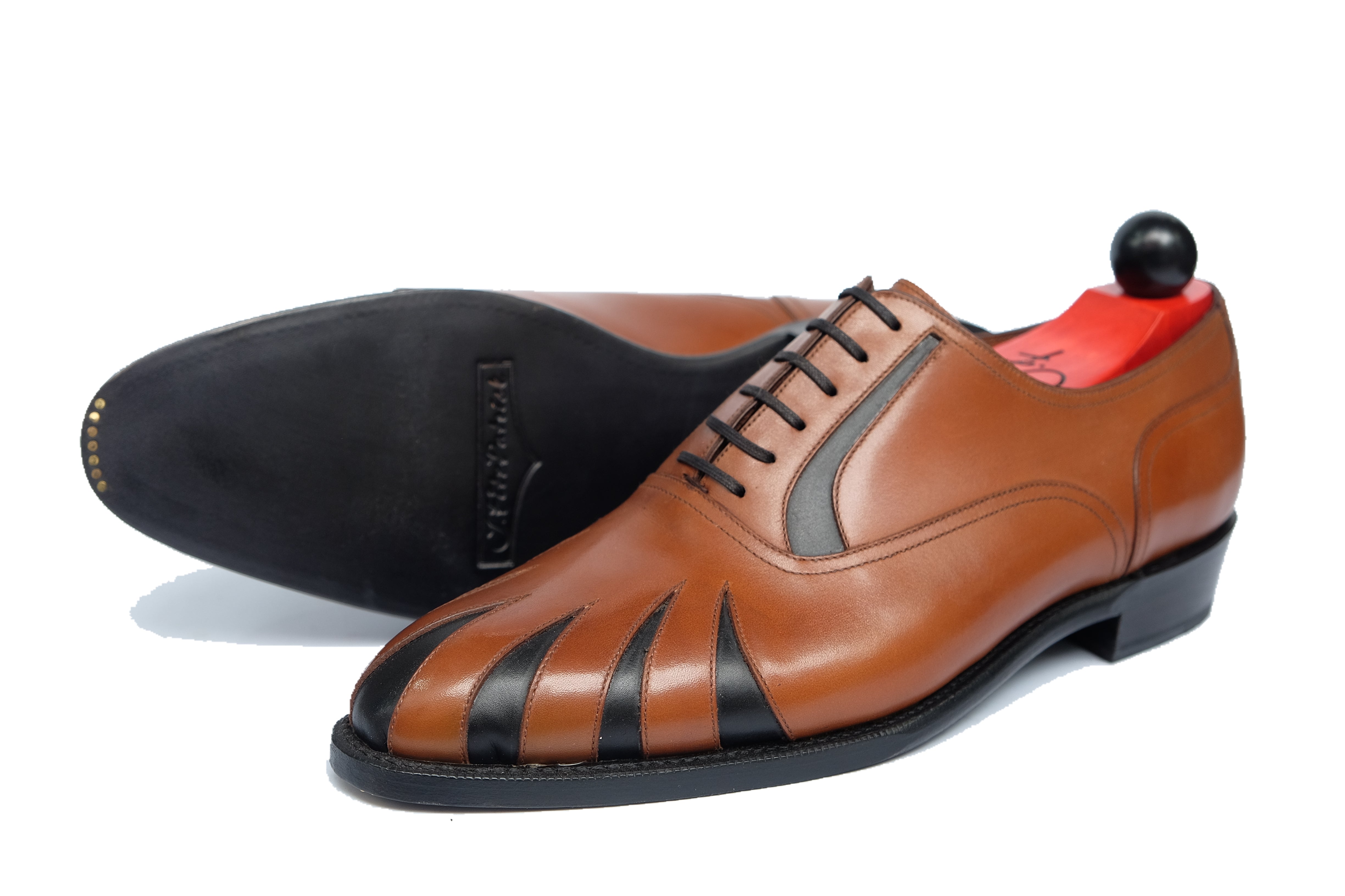 Tiger's Claw - MTO - Maple Calf / Black Calf - NGT Last - Single Leather Sole-Made To Order Split Toe Spectator Oxfords-J.FitzPatrick Footwear