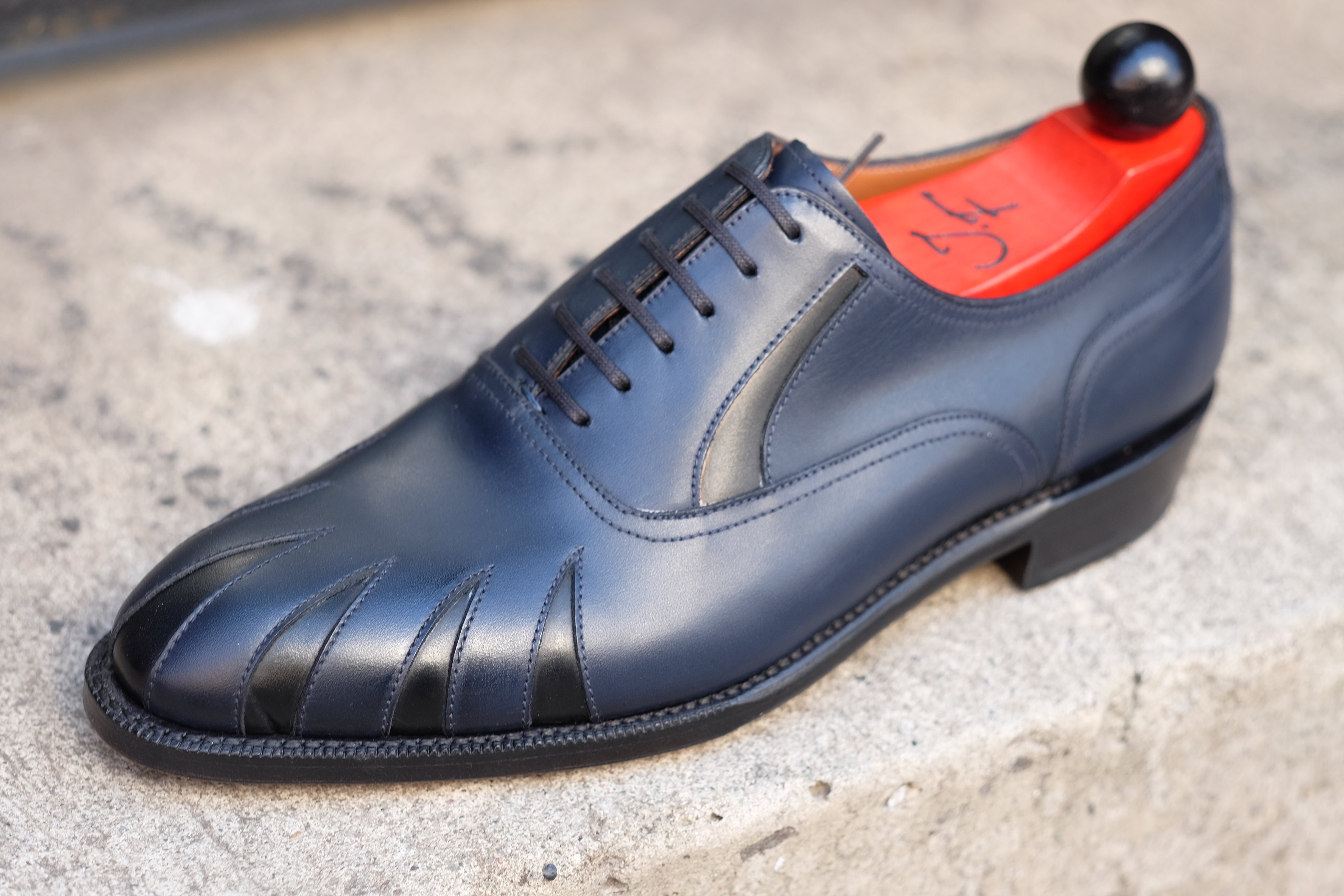 Tiger's Claw - MTO - Midnight Calf / Black Calf - NGT Last - Single Leather Sole-Made To Order Split Toe Spectator Oxfords-J.FitzPatrick Footwear