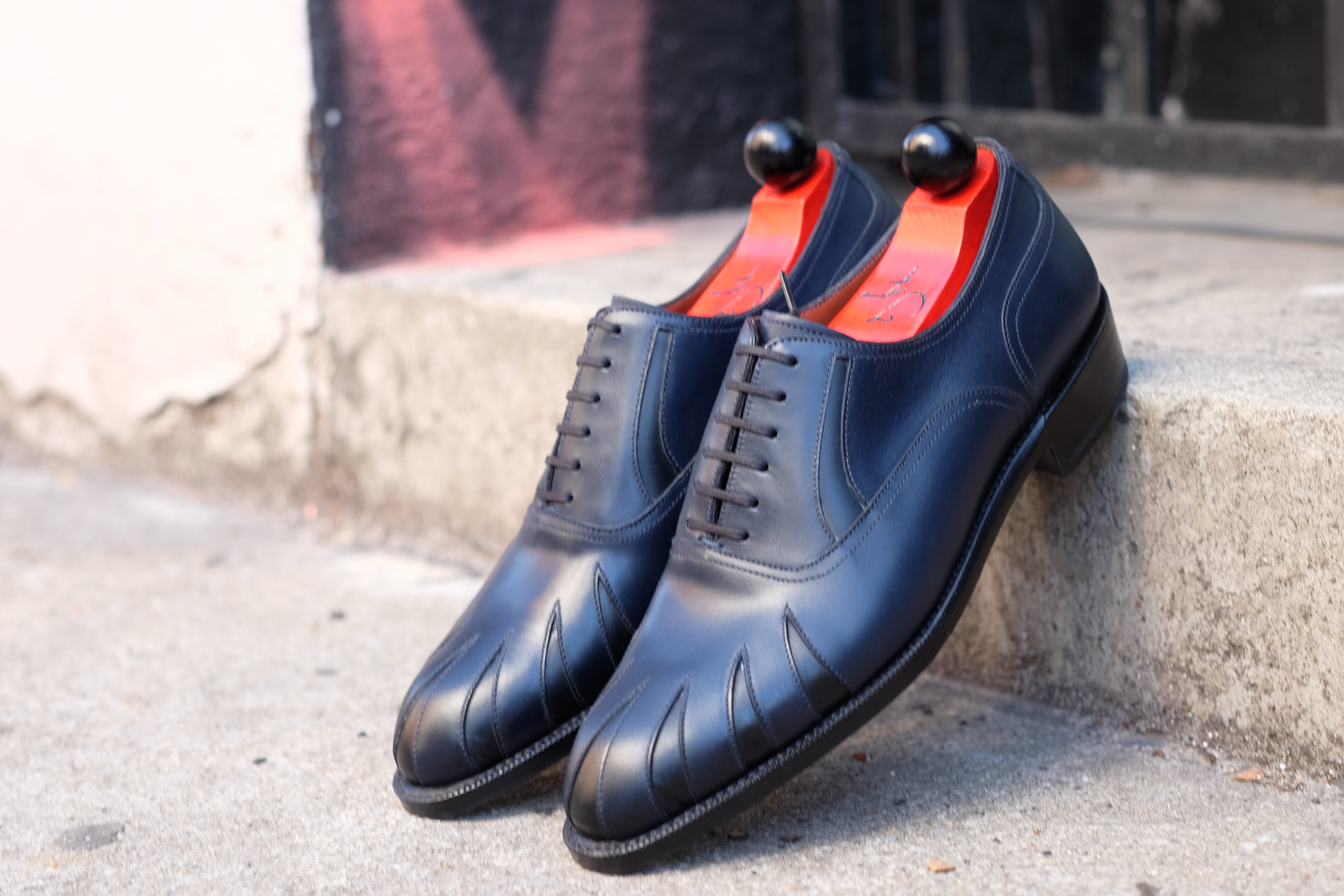 Tiger's Claw - MTO - Midnight Calf / Black Calf - NGT Last - Single Leather Sole-Made To Order Split Toe Spectator Oxfords-J.FitzPatrick Footwear