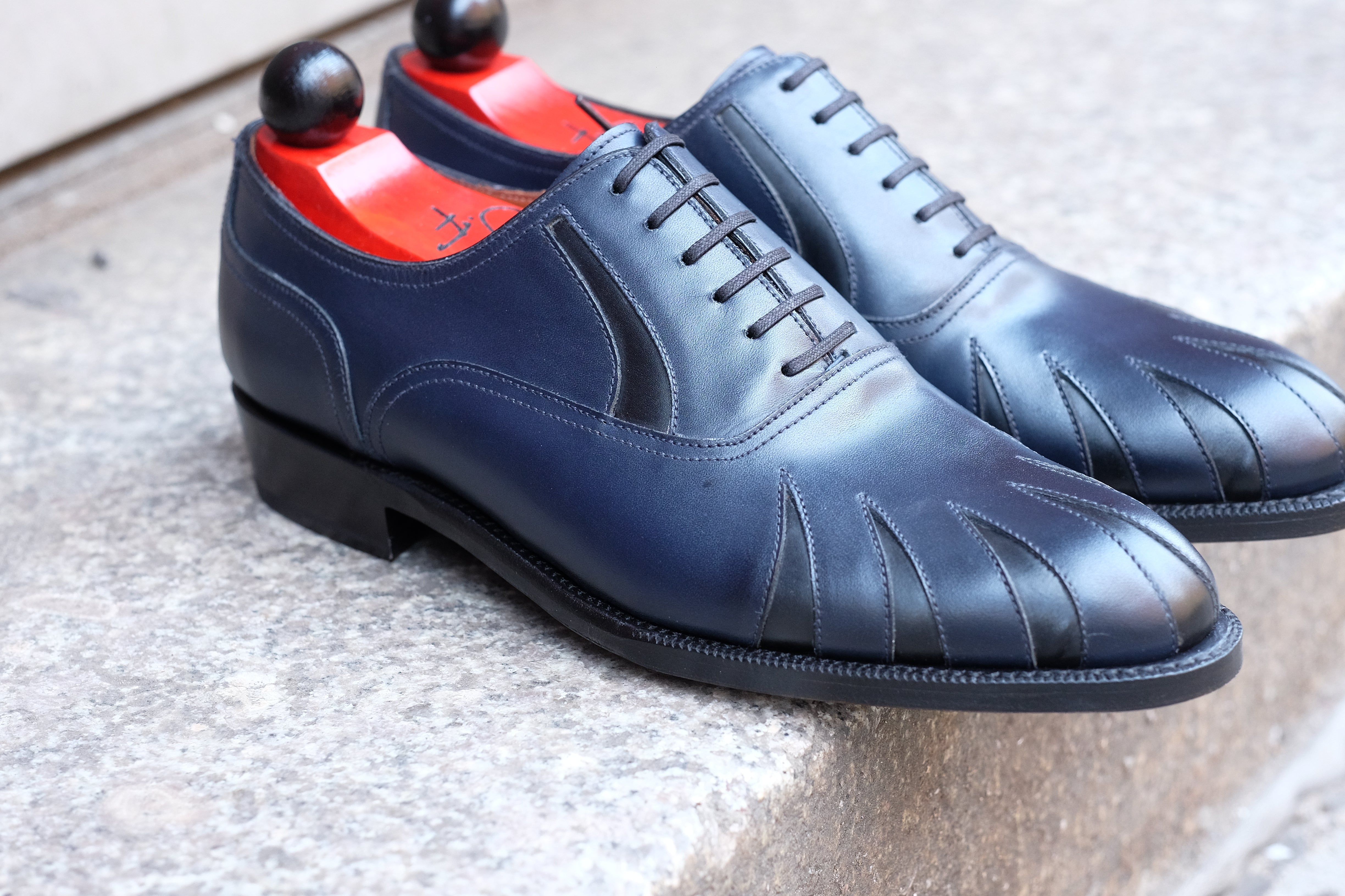Tiger's Claw - MTO - Midnight Calf / Black Calf - NGT Last - Single Leather Sole-Made To Order Split Toe Spectator Oxfords-J.FitzPatrick Footwear