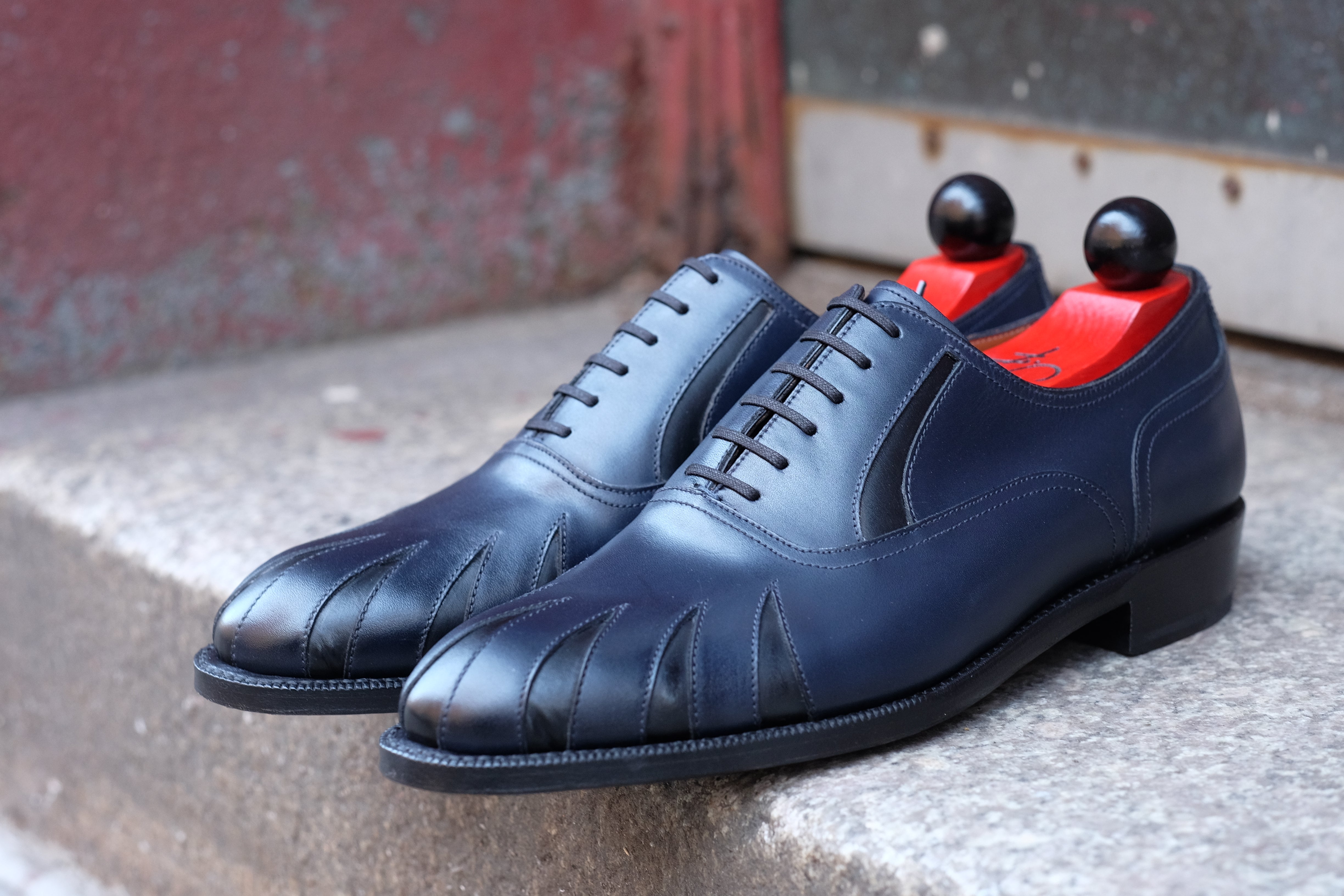 Tiger's Claw - MTO - Midnight Calf / Black Calf - NGT Last - Single Leather Sole-Made To Order Split Toe Spectator Oxfords-J.FitzPatrick Footwear