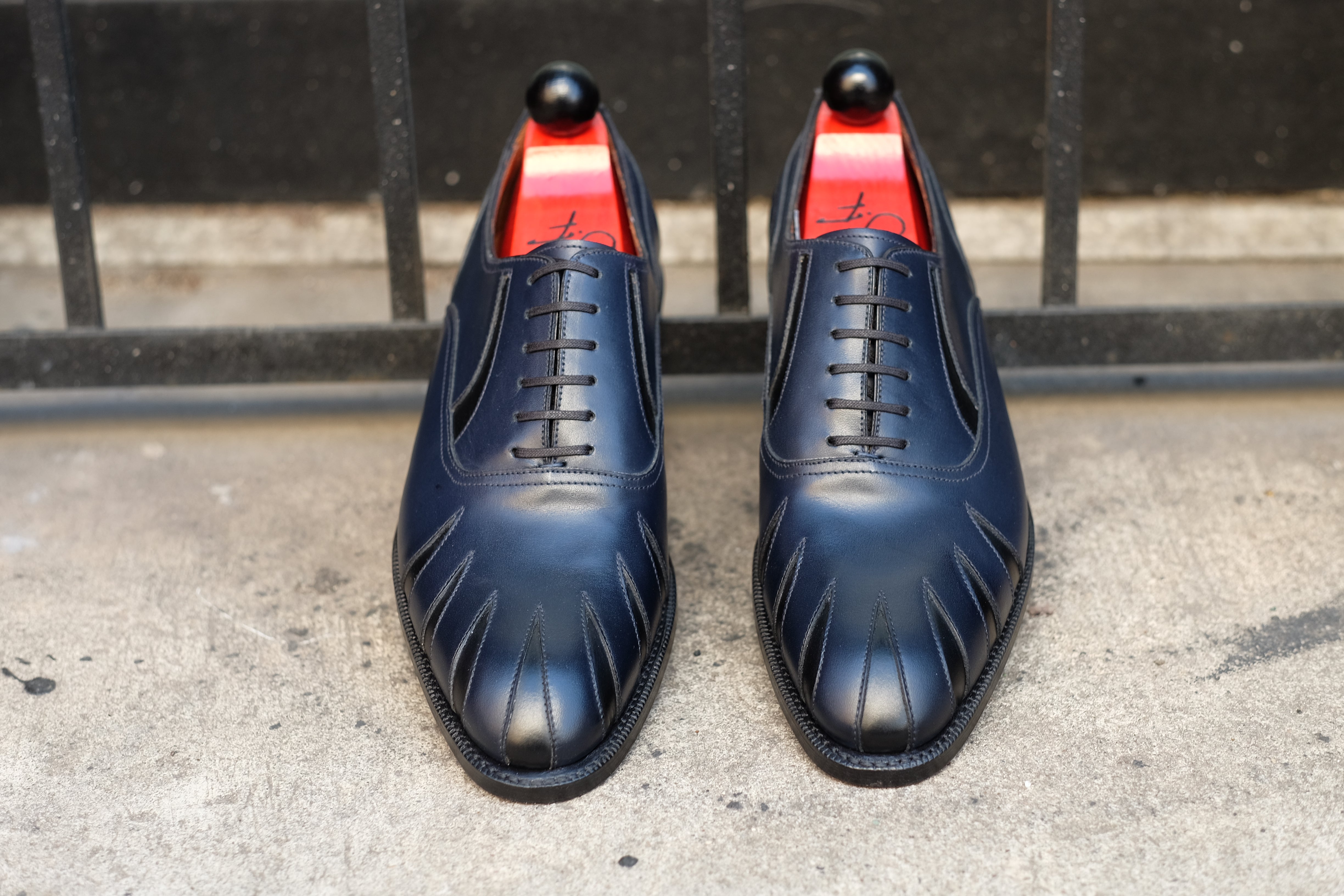 Tiger's Claw - MTO - Midnight Calf / Black Calf - NGT Last - Single Leather Sole-Made To Order Split Toe Spectator Oxfords-J.FitzPatrick Footwear
