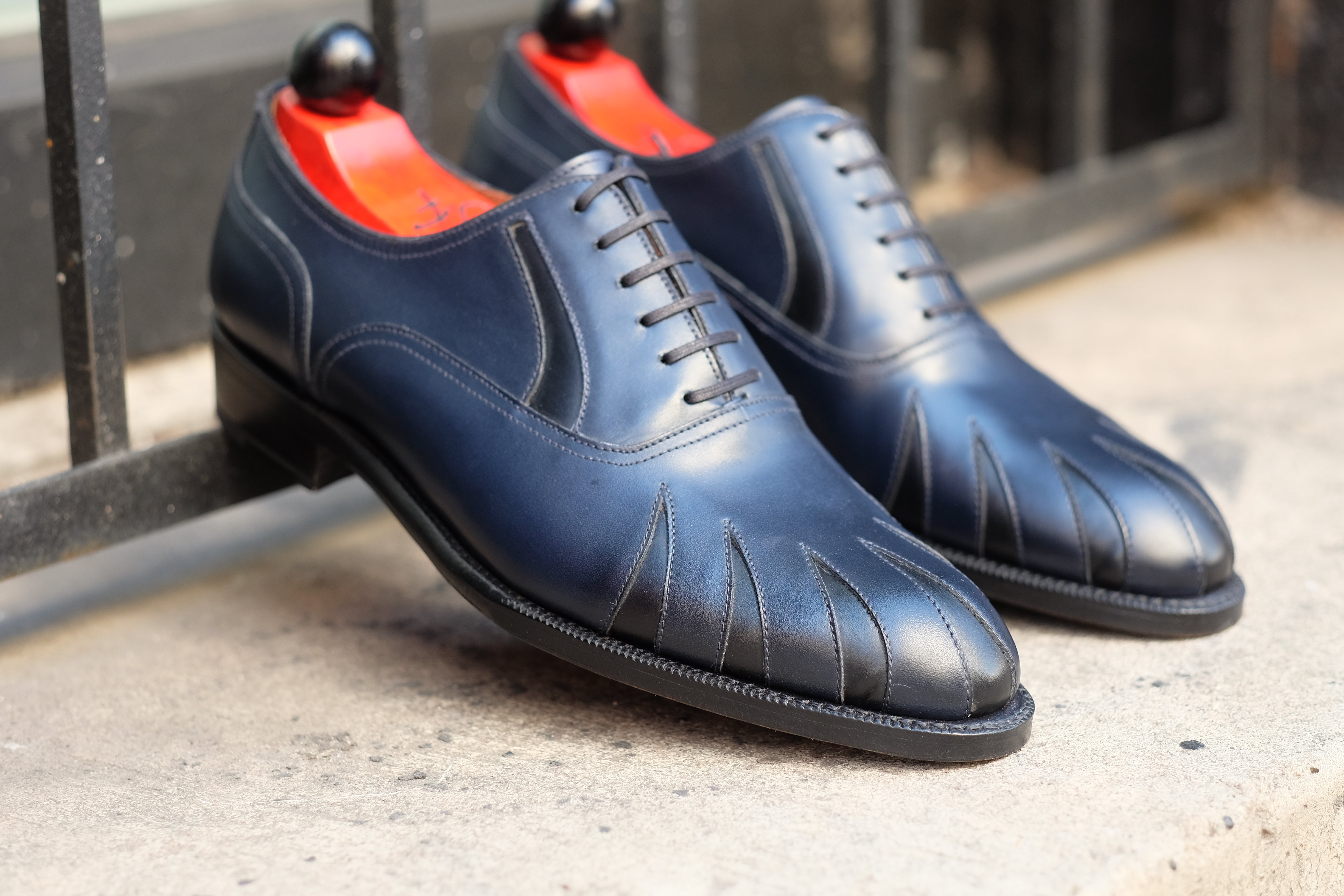 Tiger's Claw - MTO - Midnight Calf / Black Calf - NGT Last - Single Leather Sole-Made To Order Split Toe Spectator Oxfords-J.FitzPatrick Footwear