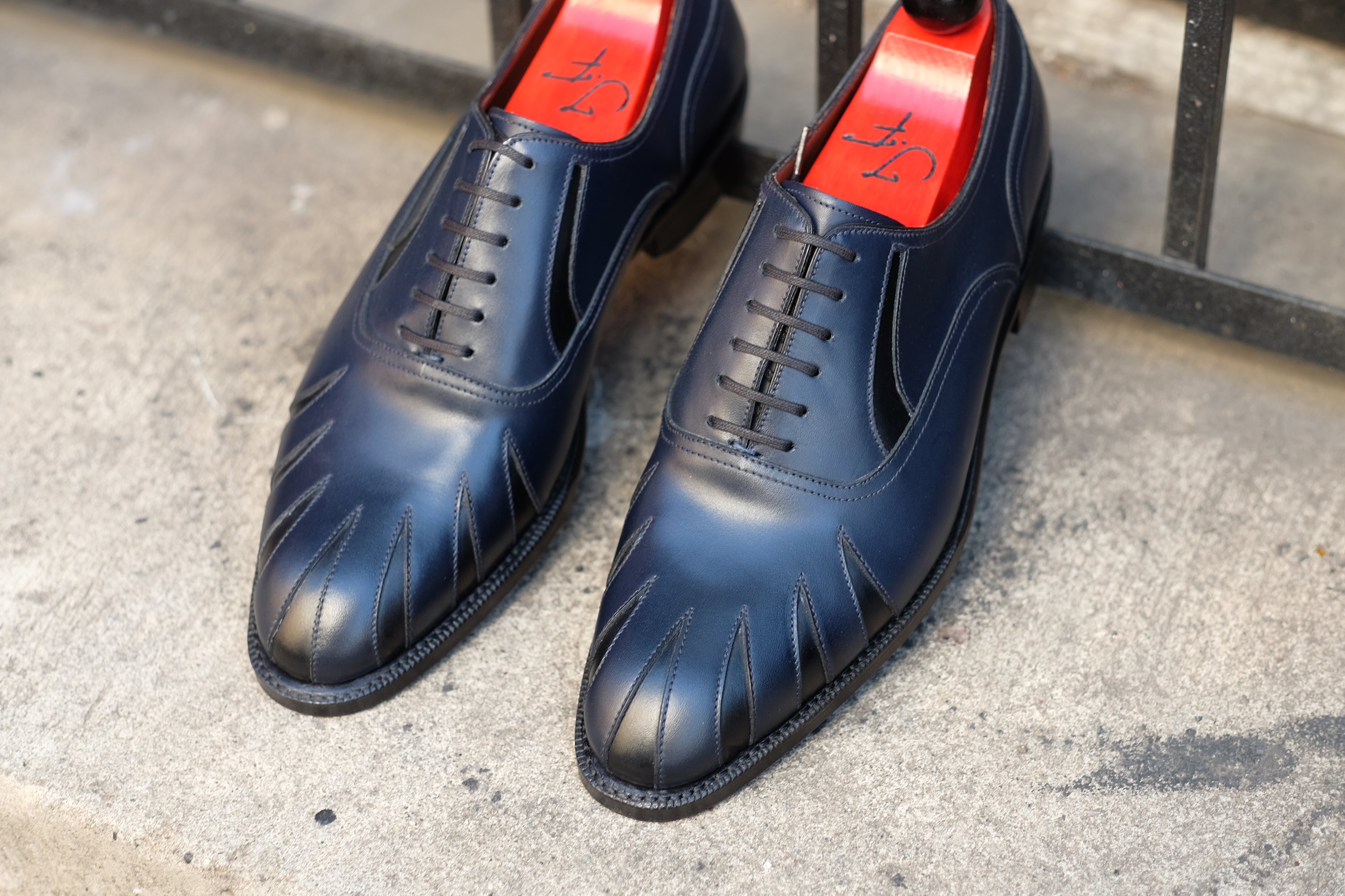 Tiger's Claw - MTO - Midnight Calf / Black Calf - NGT Last - Single Leather Sole-Made To Order Split Toe Spectator Oxfords-J.FitzPatrick Footwear