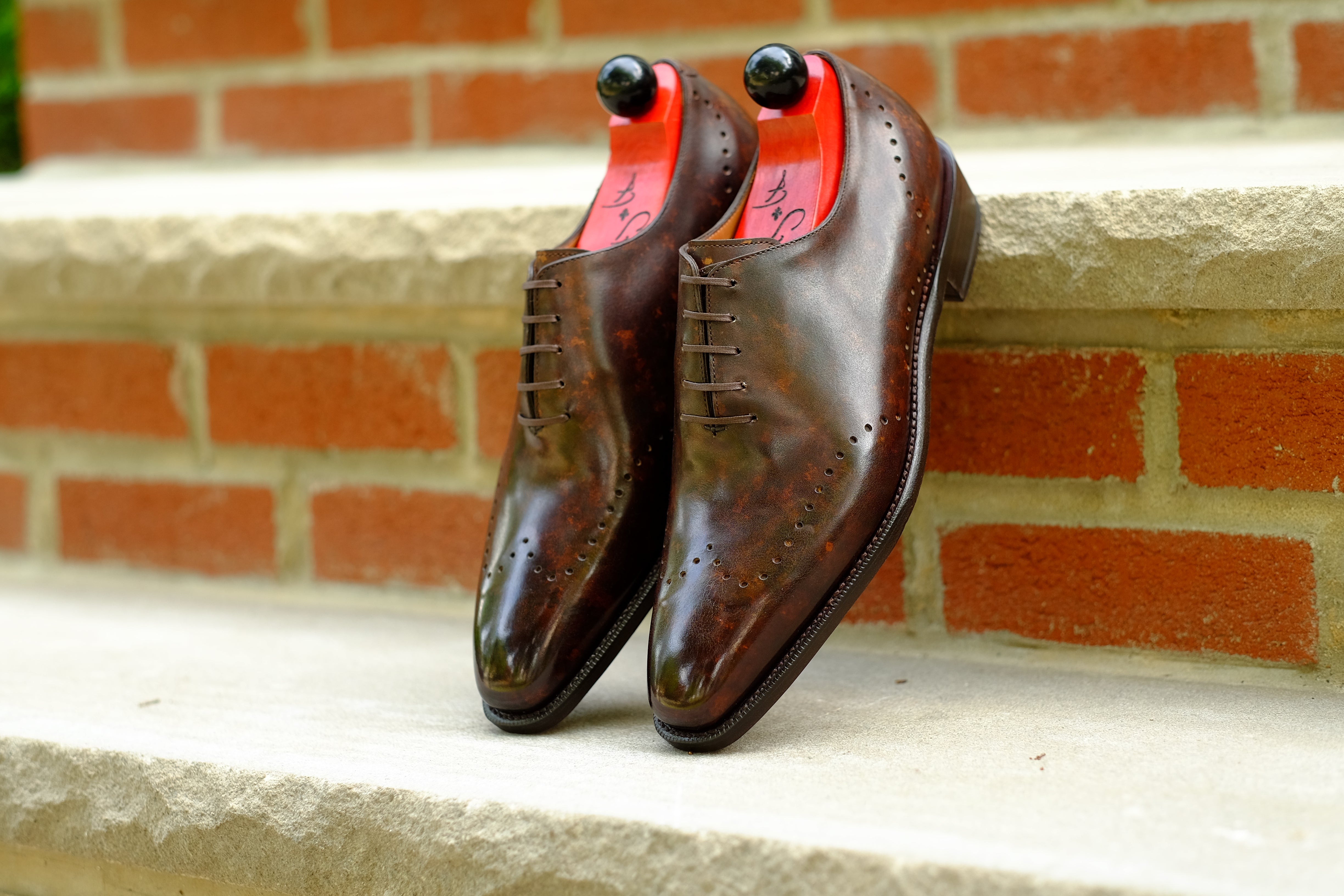 Tony II - Dark Brown Marble Patina - PRE ORDER-Wholecut Oxfords-J.FitzPatrick Footwear