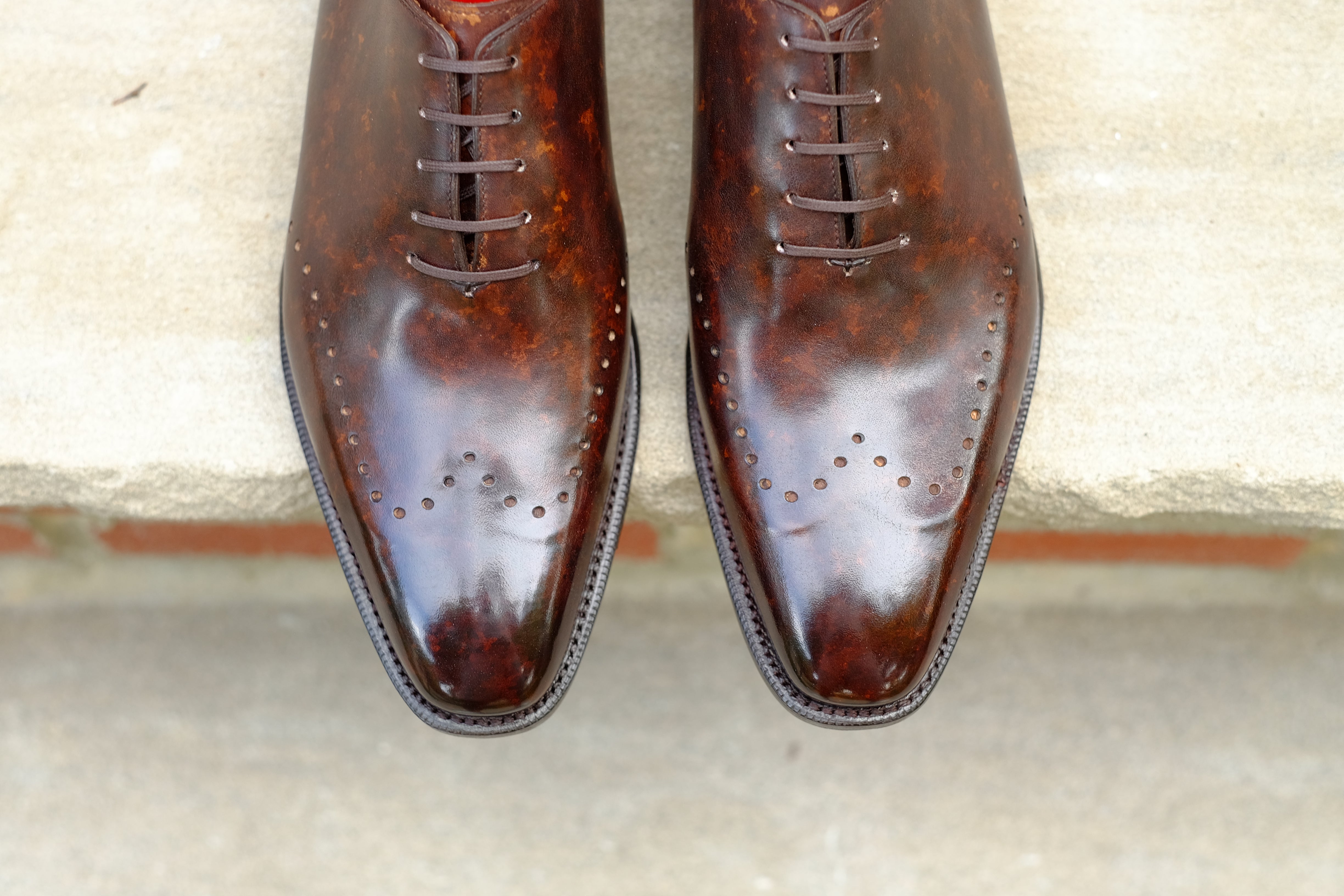 Tony II - Dark Brown Marble Patina - PRE ORDER-Wholecut Oxfords-J.FitzPatrick Footwear