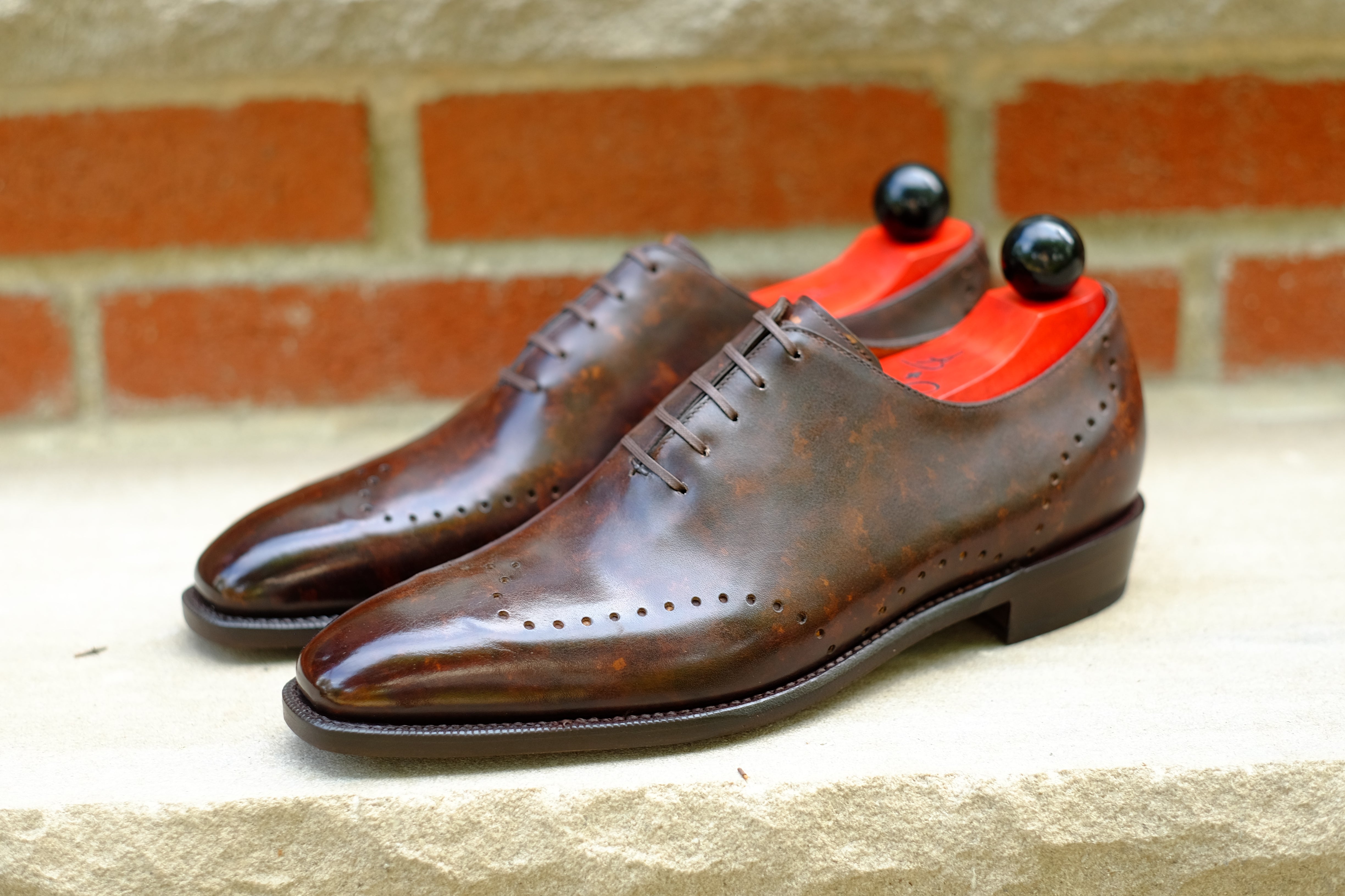 Tony II - Dark Brown Marble Patina - PRE ORDER-Wholecut Oxfords-J.FitzPatrick Footwear