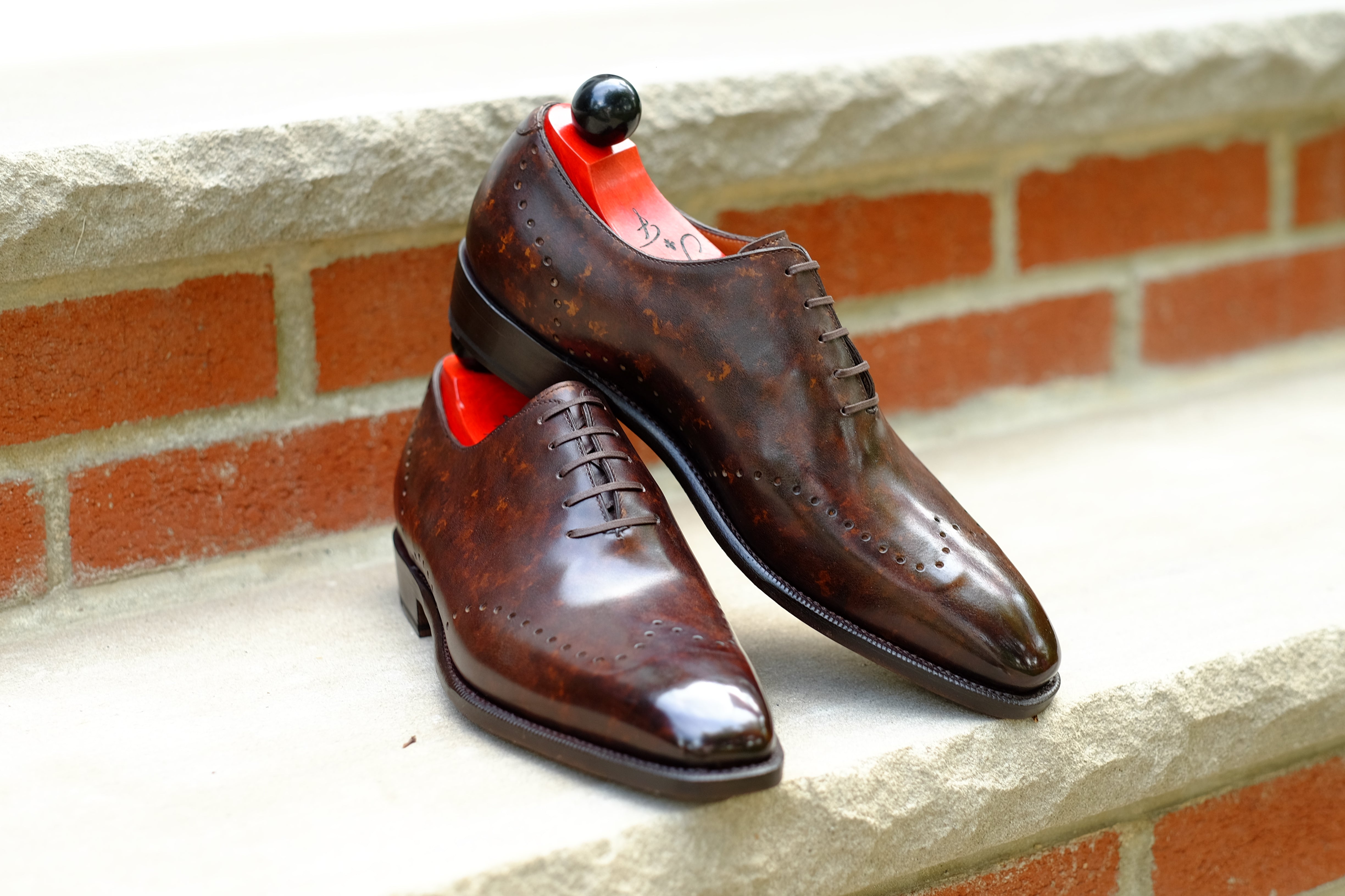 Tony II - Dark Brown Marble Patina - PRE ORDER-Wholecut Oxfords-J.FitzPatrick Footwear