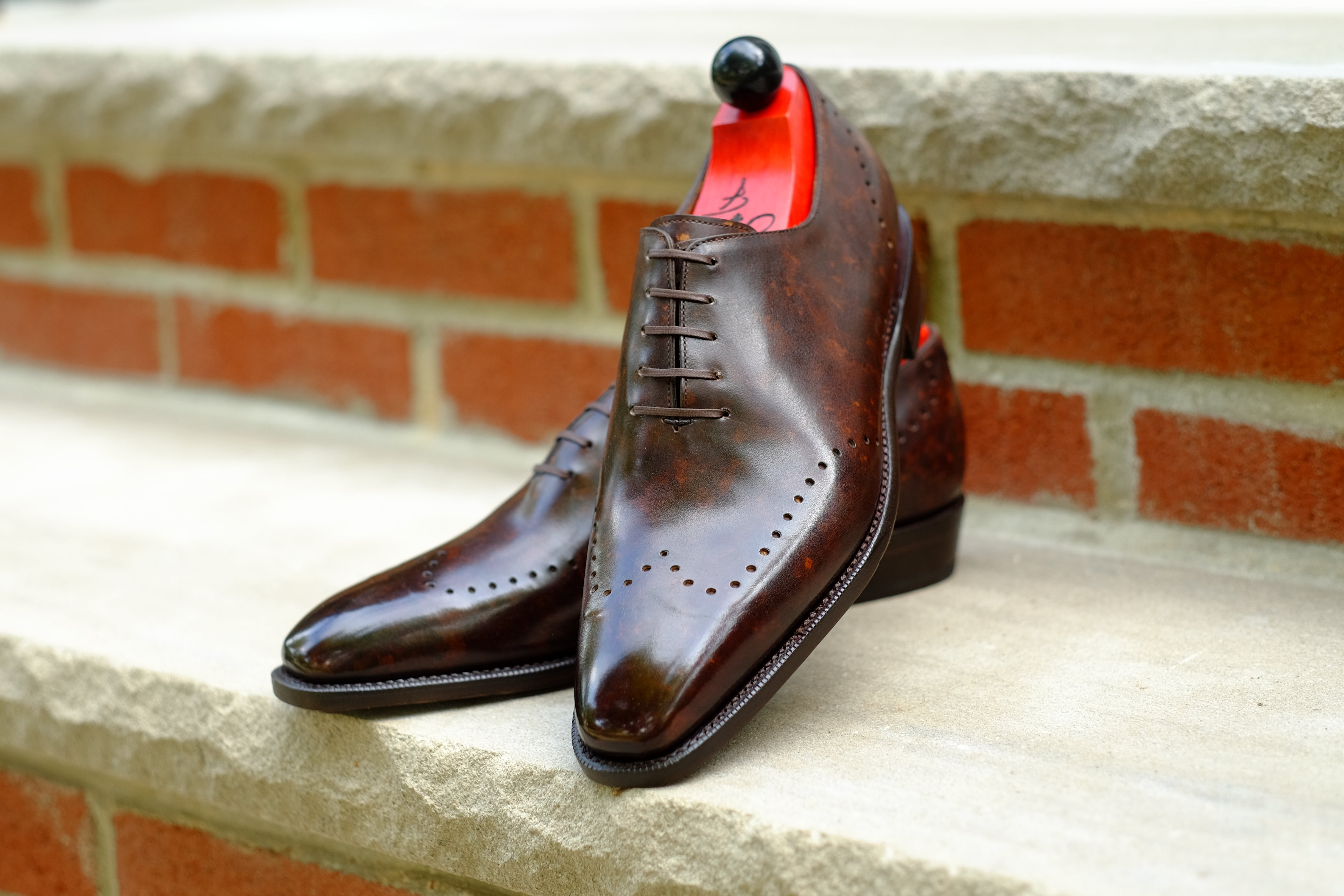 Tony II - Dark Brown Marble Patina - PRE ORDER-Wholecut Oxfords-J.FitzPatrick Footwear