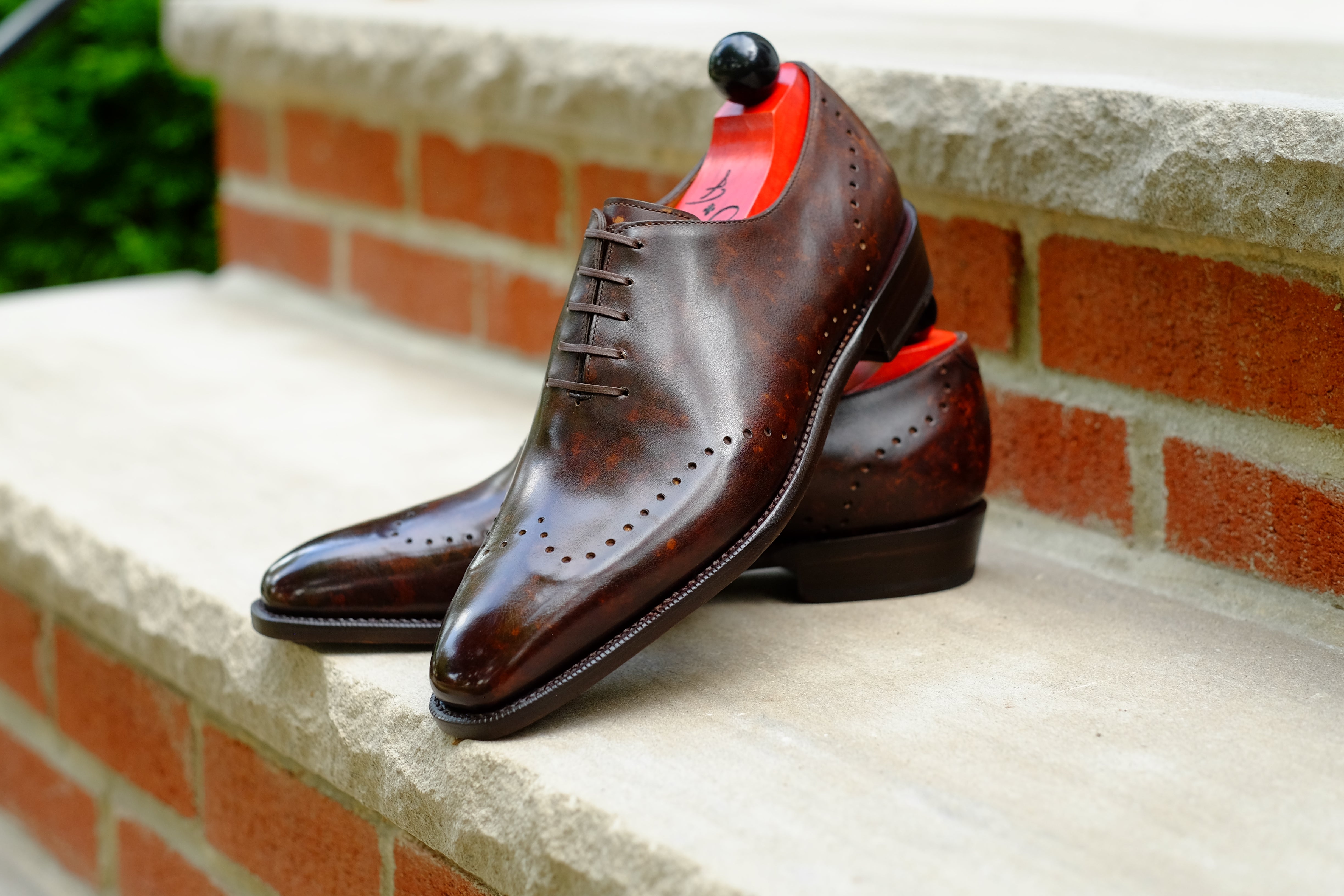 Tony II - Dark Brown Marble Patina - PRE ORDER-Wholecut Oxfords-J.FitzPatrick Footwear
