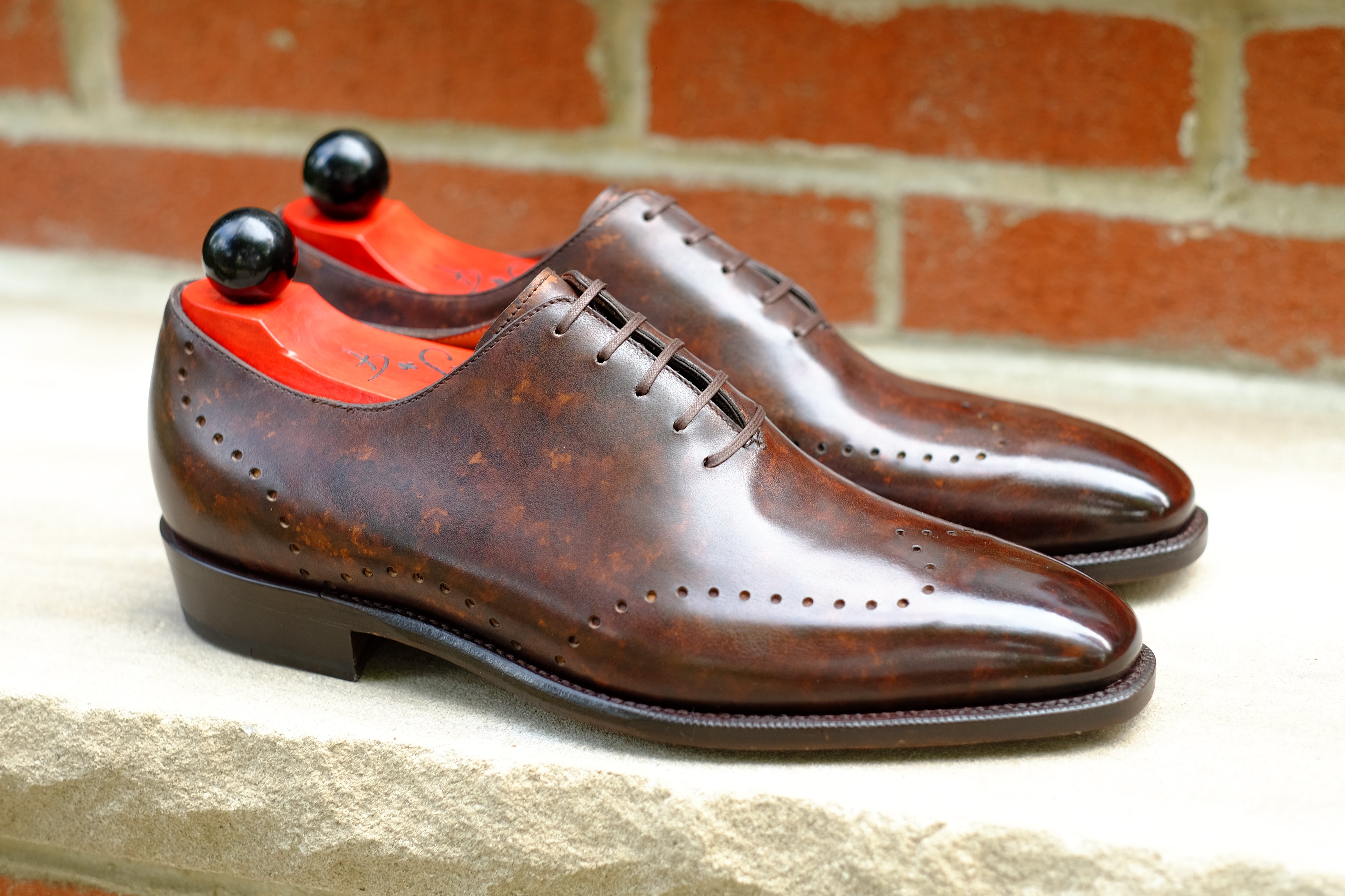 Tony II - Dark Brown Marble Patina - PRE ORDER-Wholecut Oxfords-J.FitzPatrick Footwear