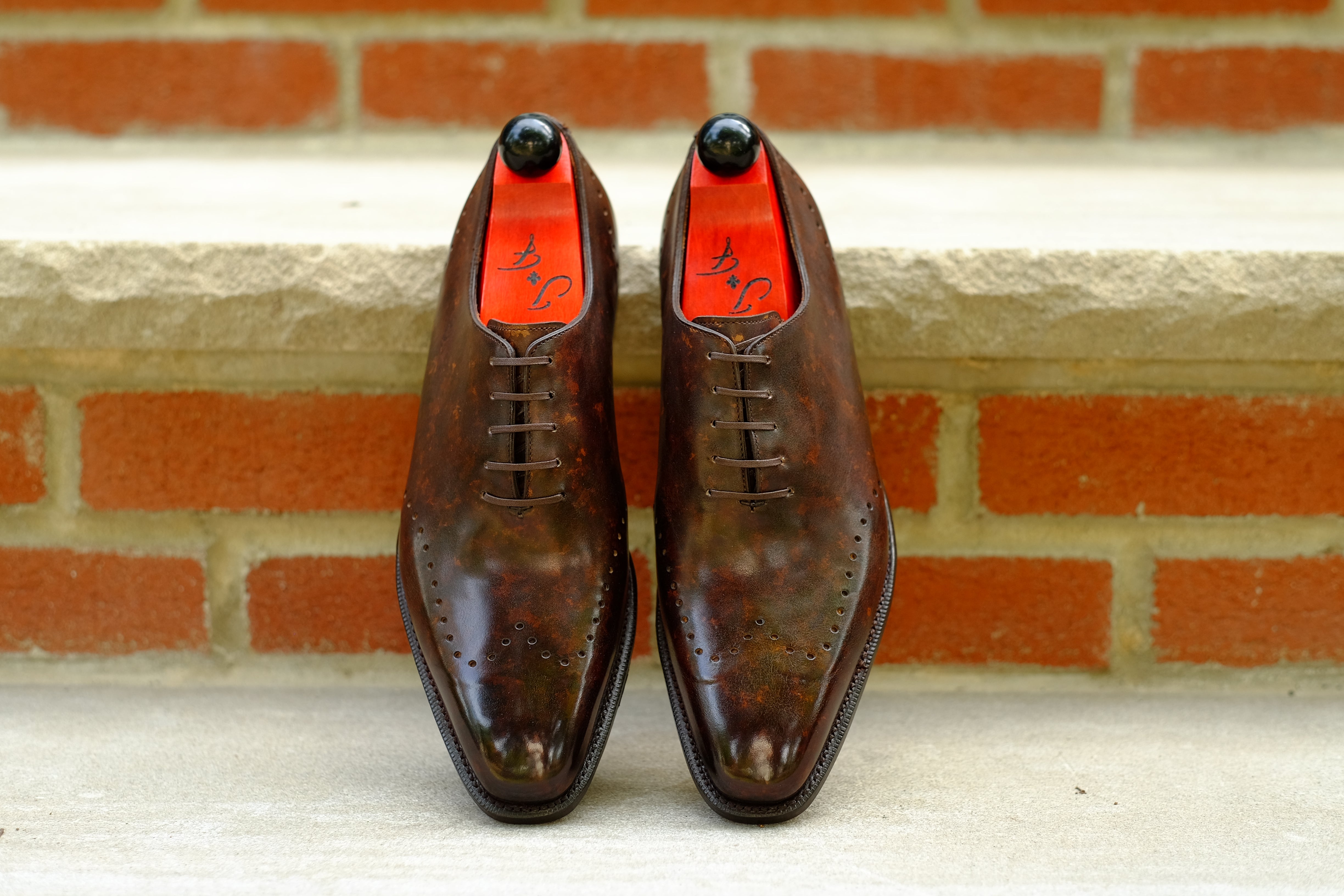 Tony II - Dark Brown Marble Patina - PRE ORDER-Wholecut Oxfords-J.FitzPatrick Footwear