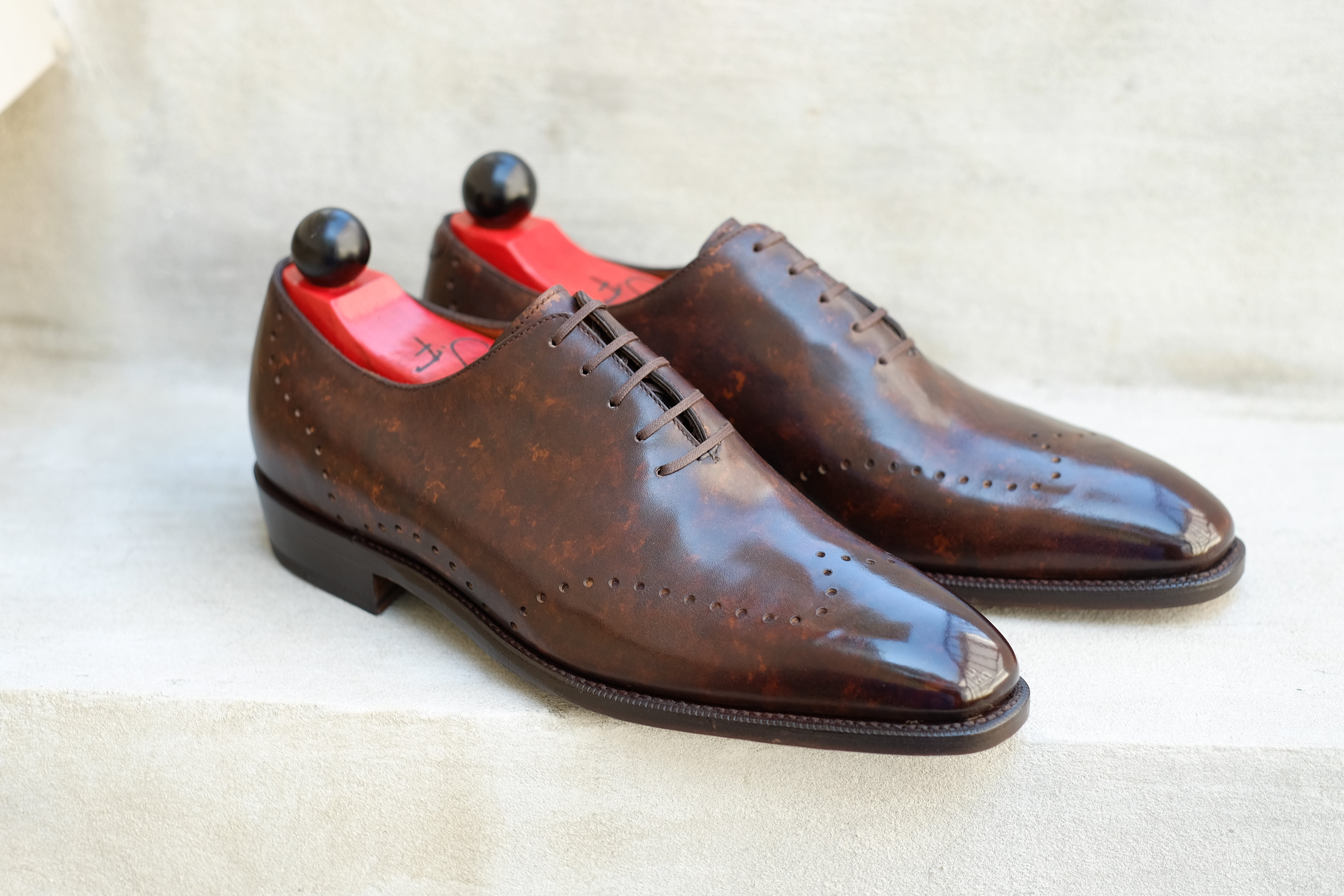 Tony II - Dark Brown Marble Patina - PRE ORDER-Wholecut Oxfords-J.FitzPatrick Footwear