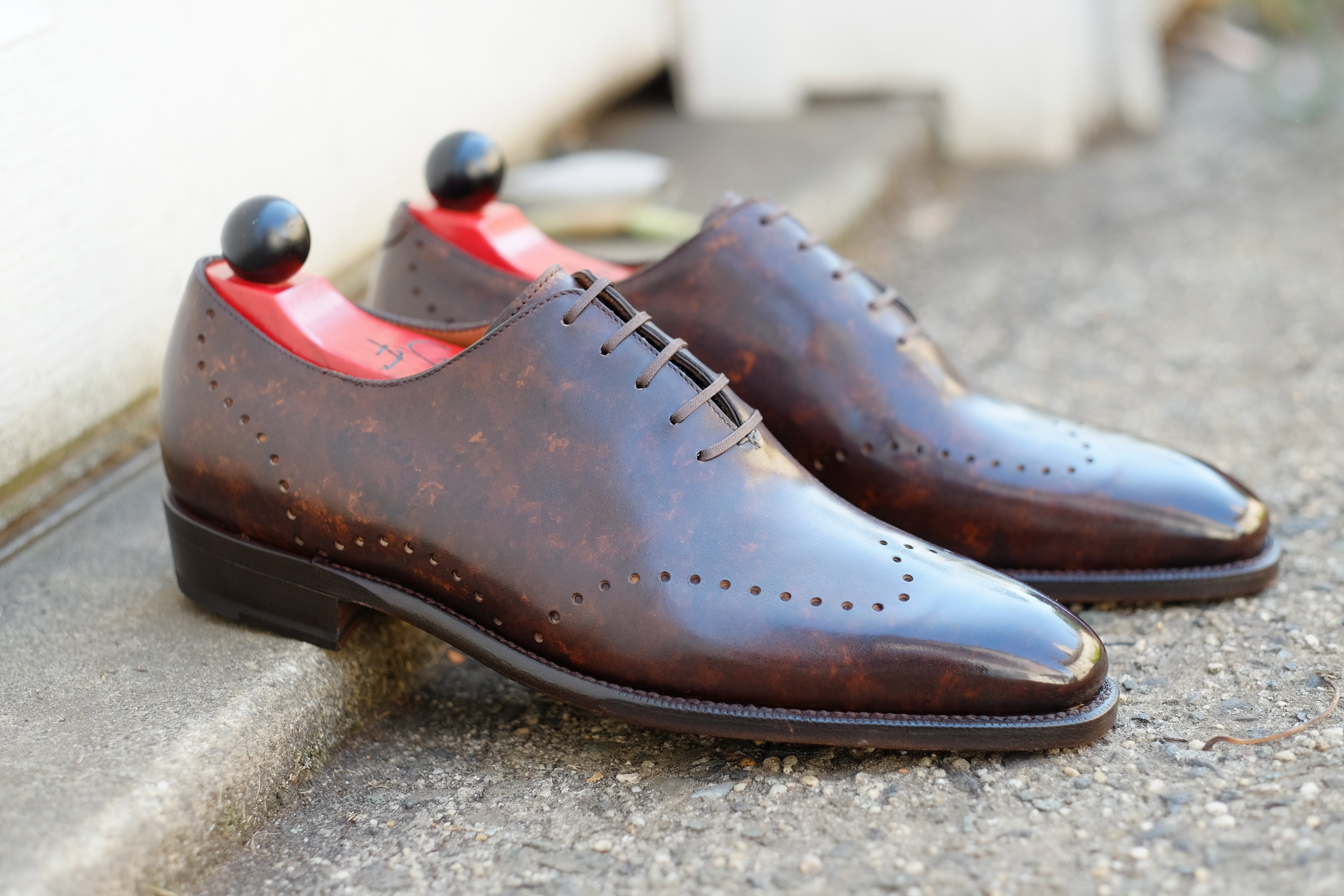 Tony II - Dark Brown Marble Patina - PRE ORDER-Wholecut Oxfords-J.FitzPatrick Footwear