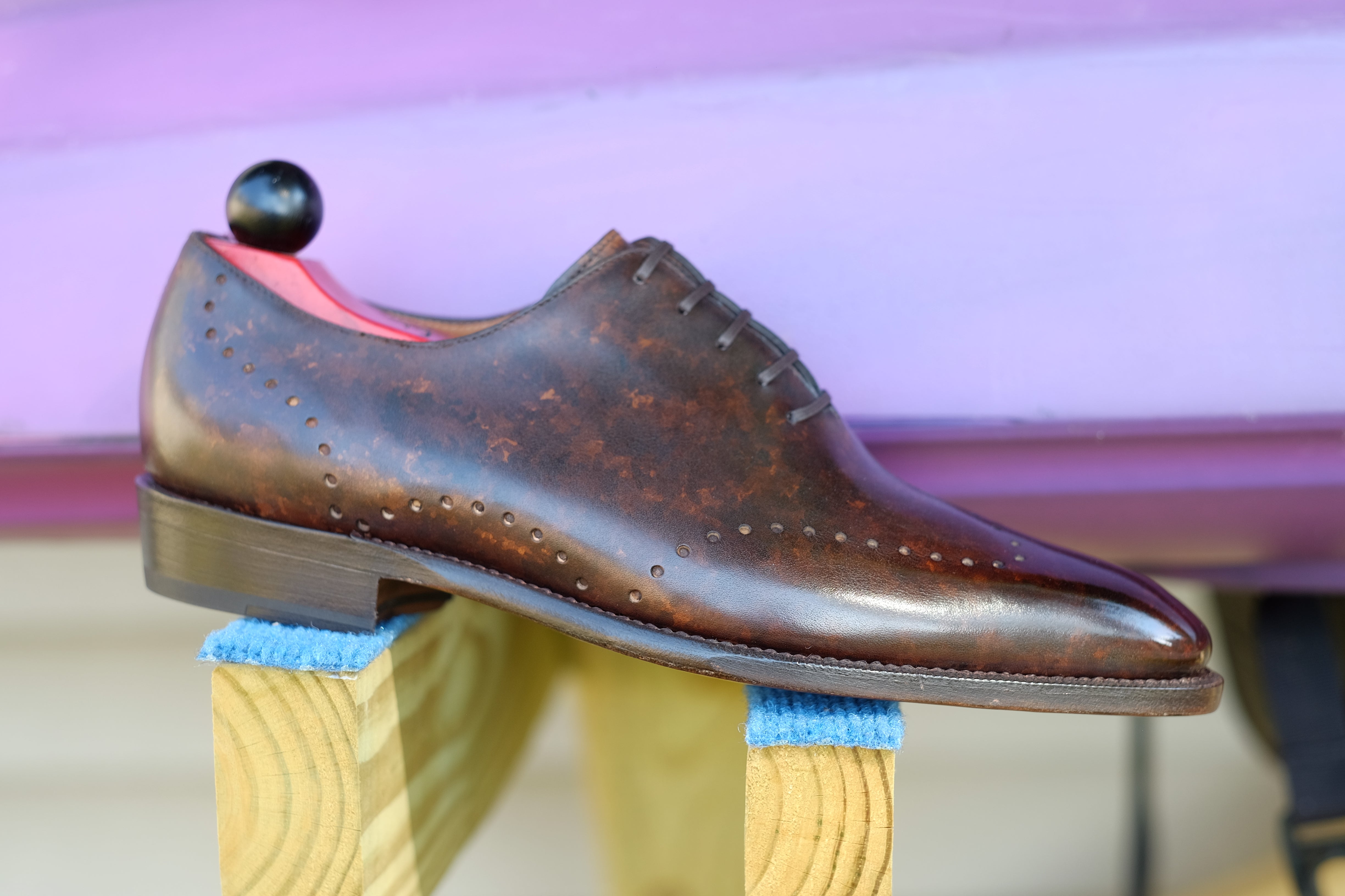 Tony II - Dark Brown Marble Patina - PRE ORDER-Wholecut Oxfords-J.FitzPatrick Footwear