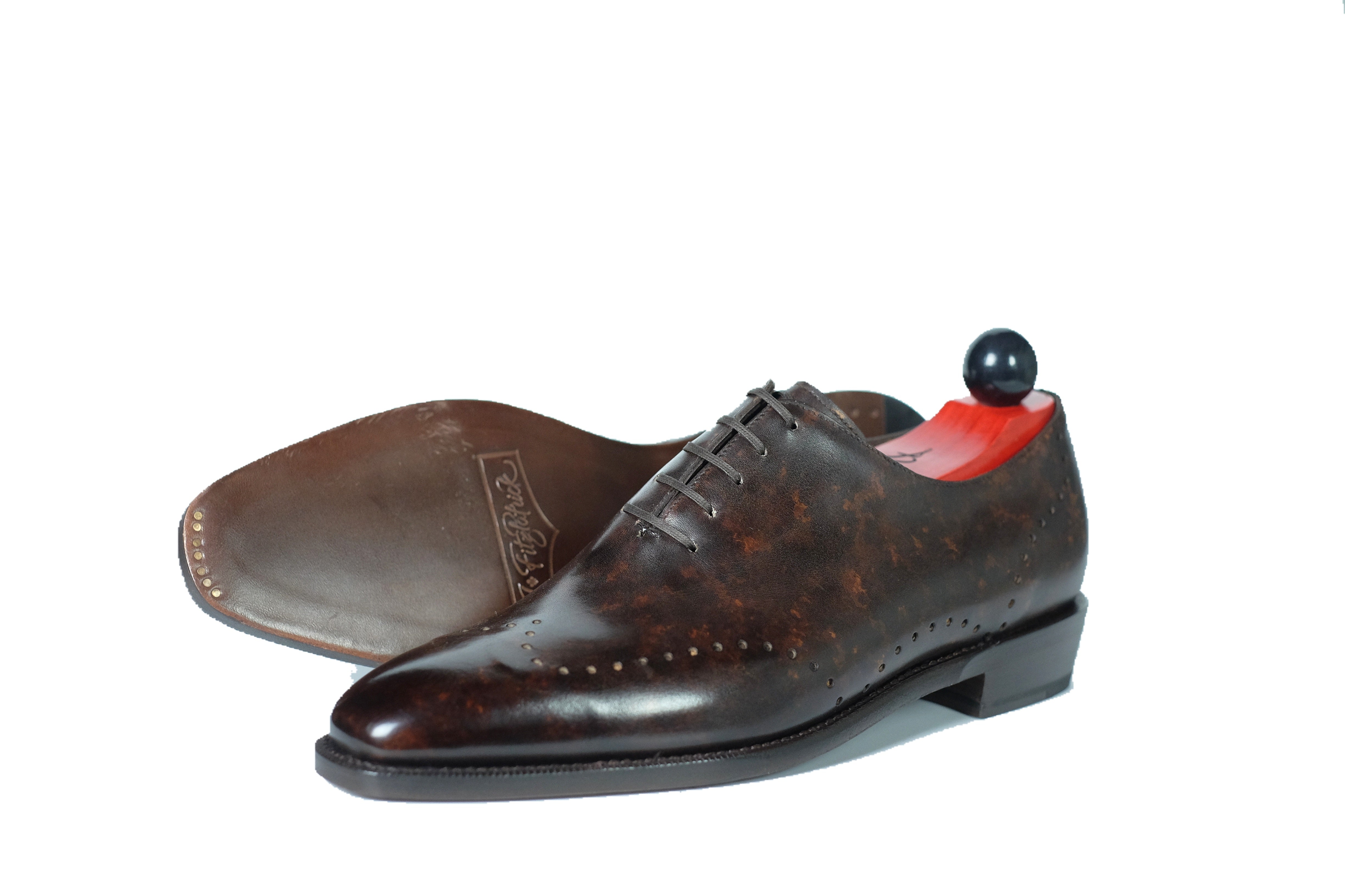 Tony II - Dark Brown Marble Patina - PRE ORDER-Wholecut Oxfords-J.FitzPatrick Footwear