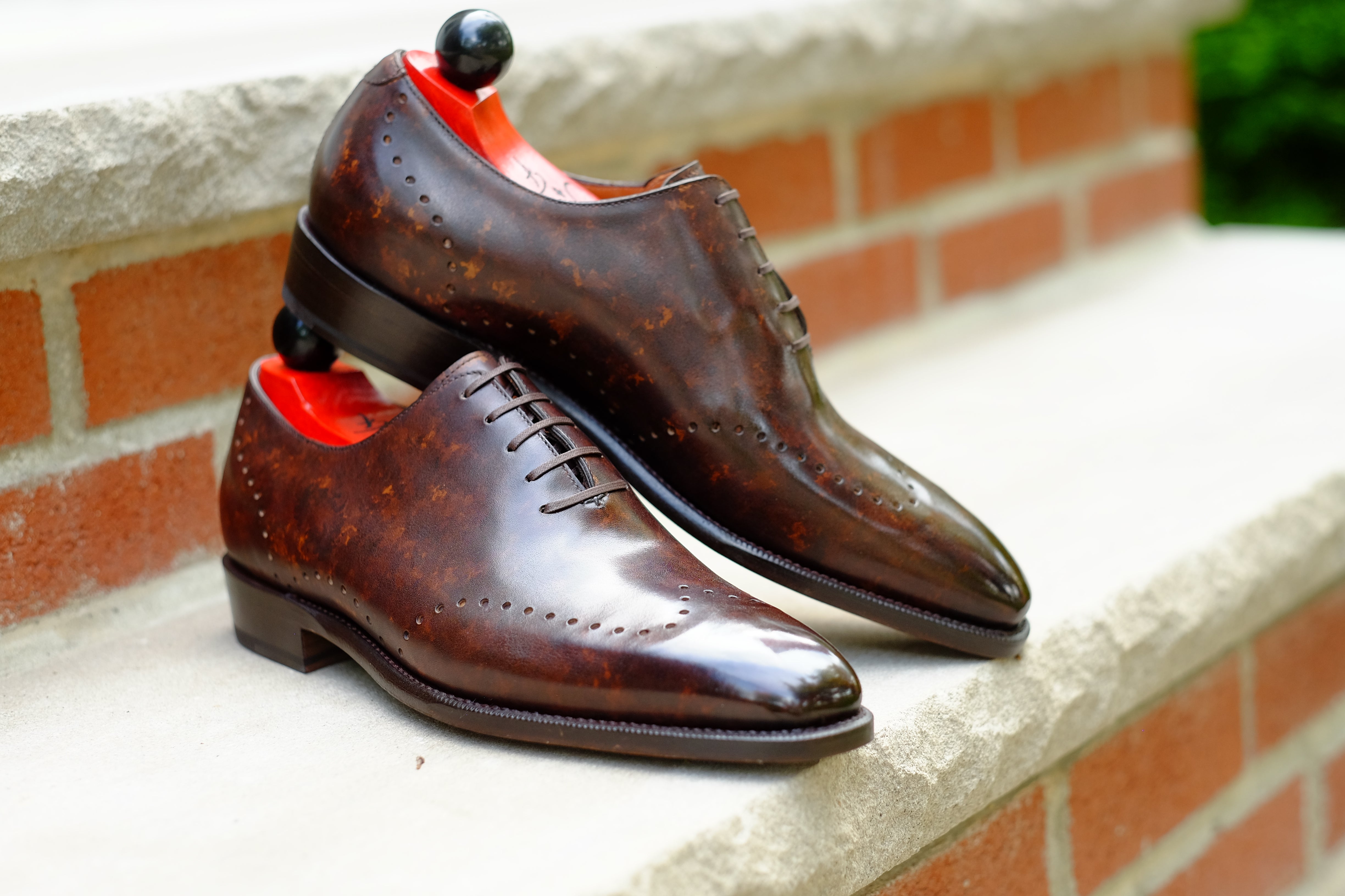 Tony II - Dark Brown Marble Patina - PRE ORDER-Wholecut Oxfords-J.FitzPatrick Footwear