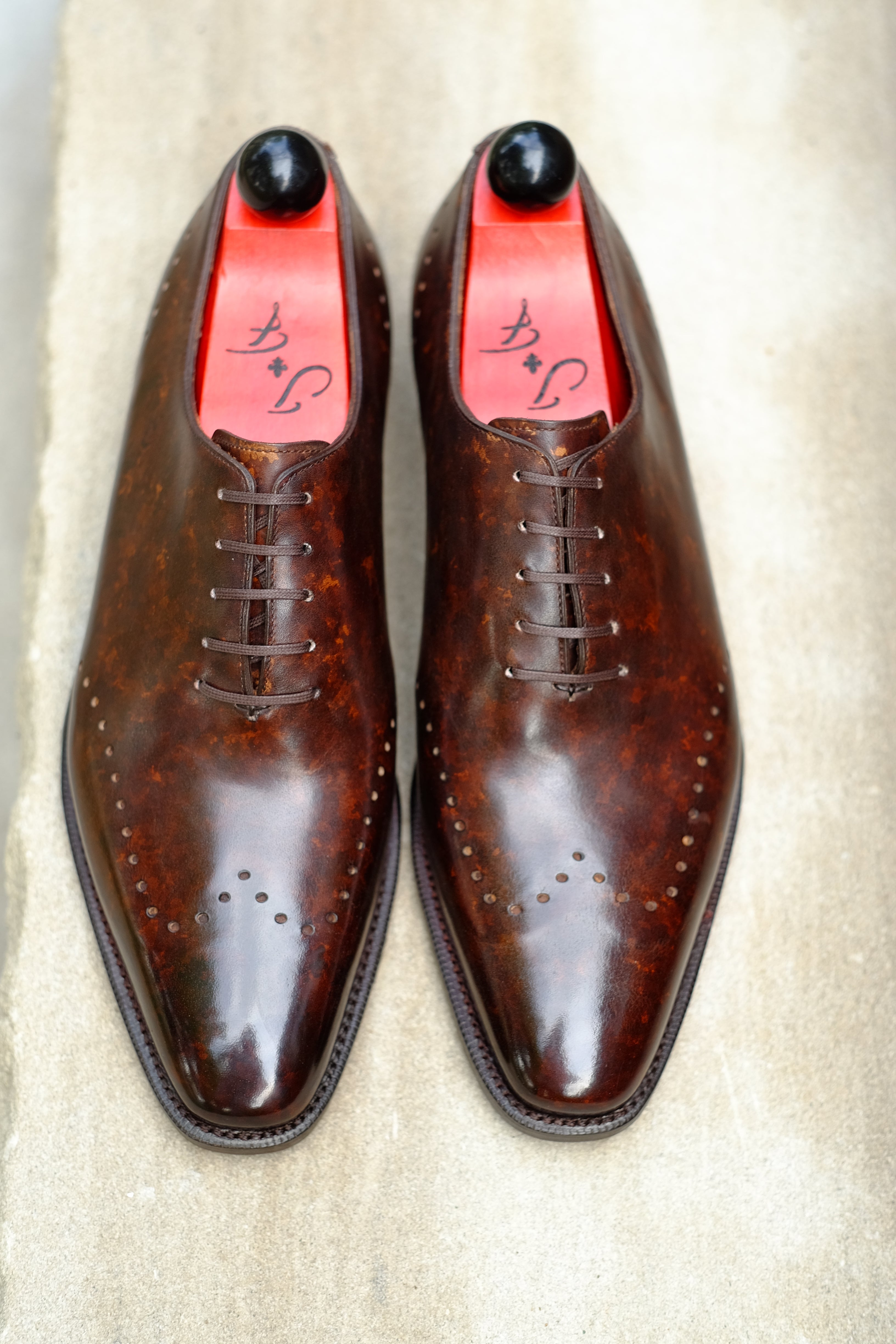 Tony II - Dark Brown Marble Patina - PRE ORDER-Wholecut Oxfords-J.FitzPatrick Footwear