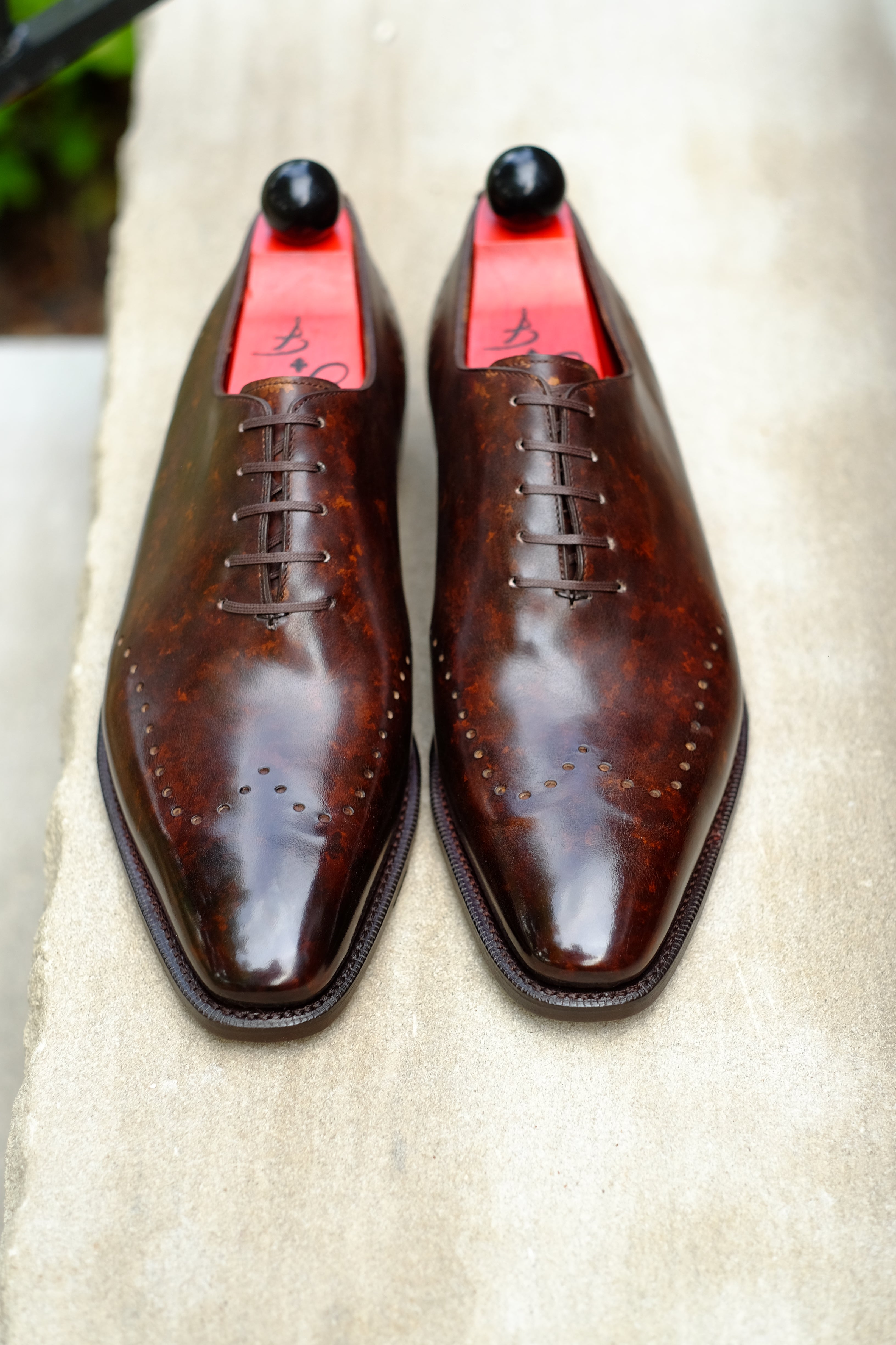 Tony II - Dark Brown Marble Patina - PRE ORDER-Wholecut Oxfords-J.FitzPatrick Footwear