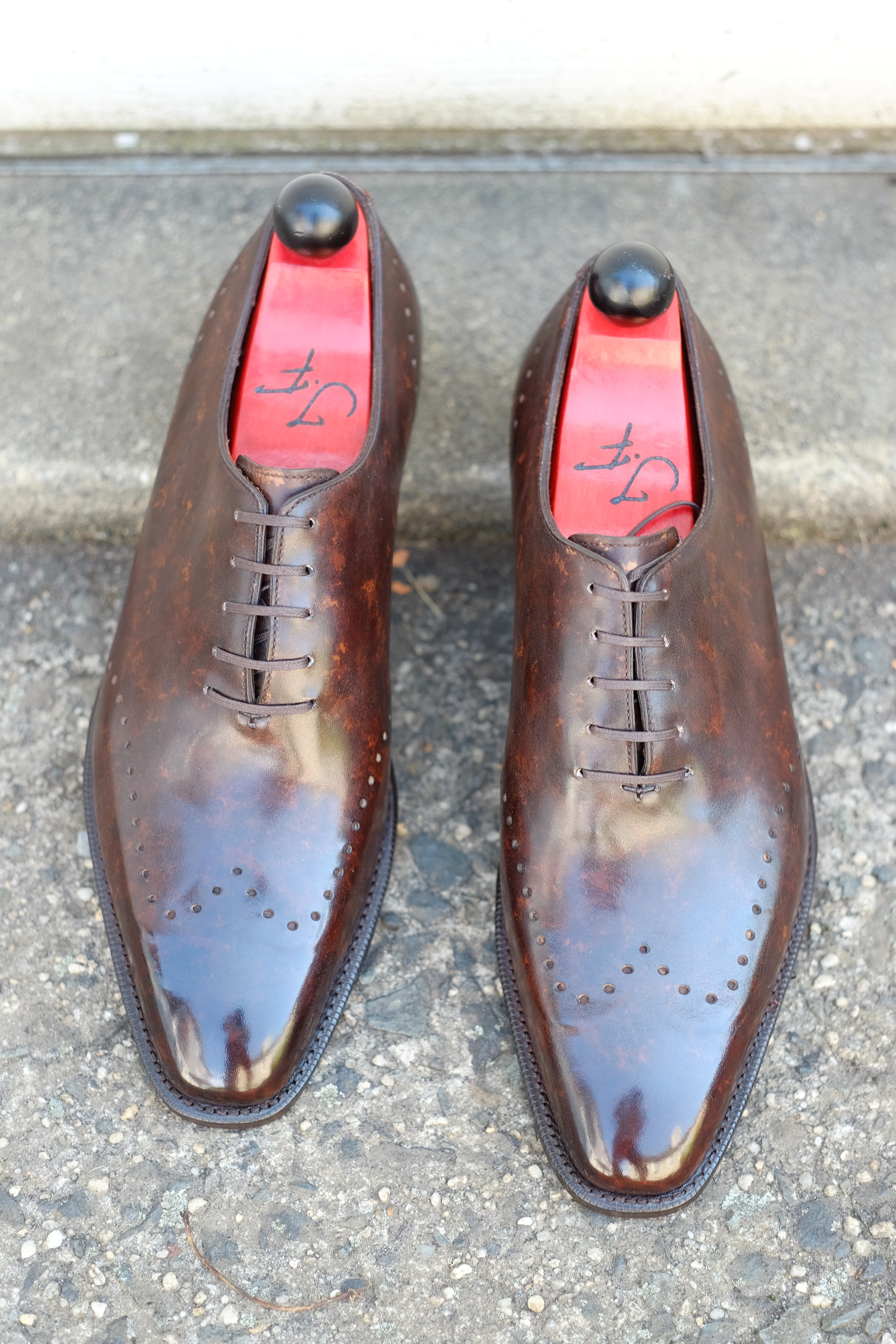 Tony II - Dark Brown Marble Patina - PRE ORDER-Wholecut Oxfords-J.FitzPatrick Footwear