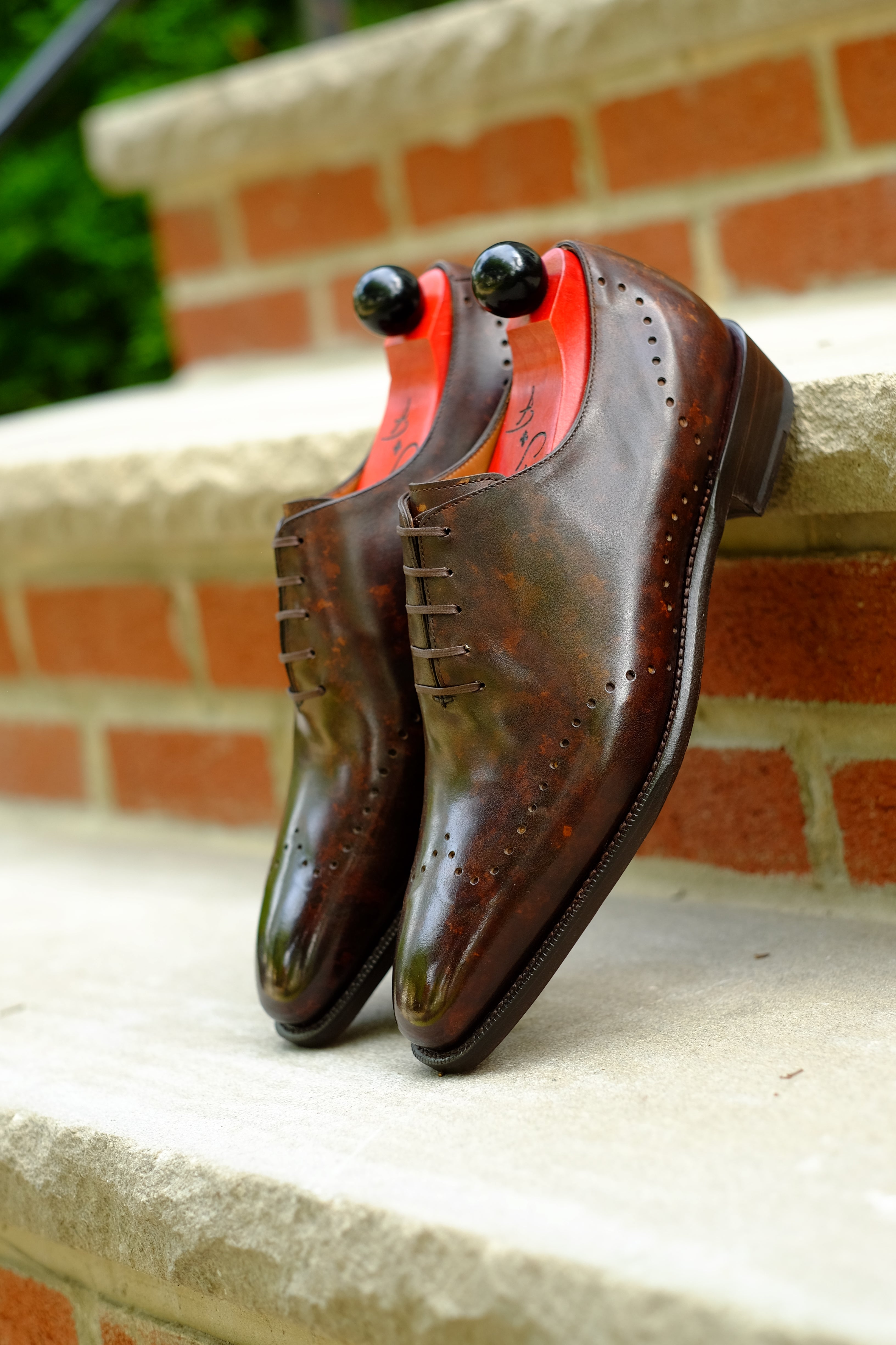 Tony II - Dark Brown Marble Patina - PRE ORDER-Wholecut Oxfords-J.FitzPatrick Footwear