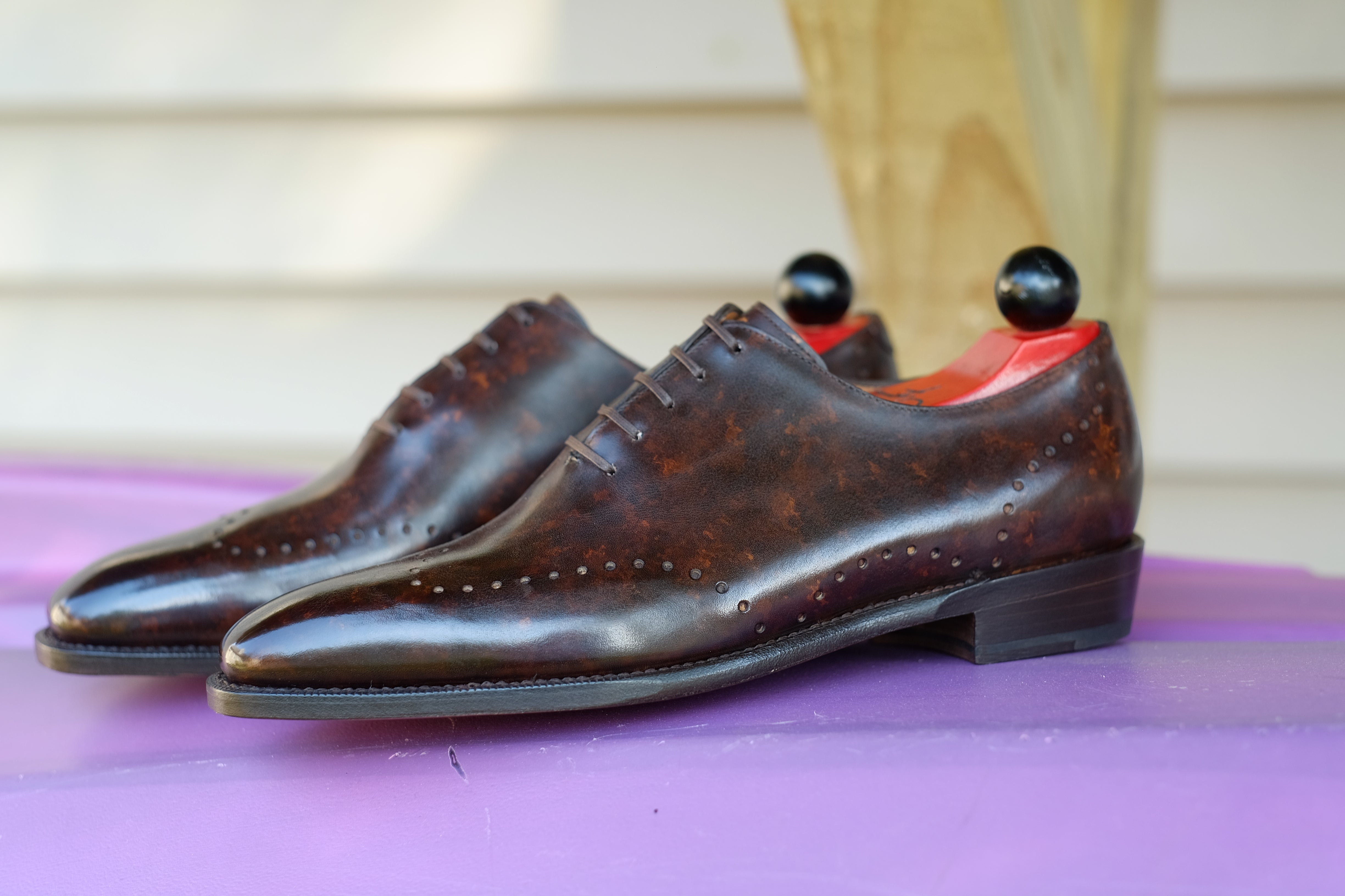 Tony II - Dark Brown Marble Patina - PRE ORDER-Wholecut Oxfords-J.FitzPatrick Footwear