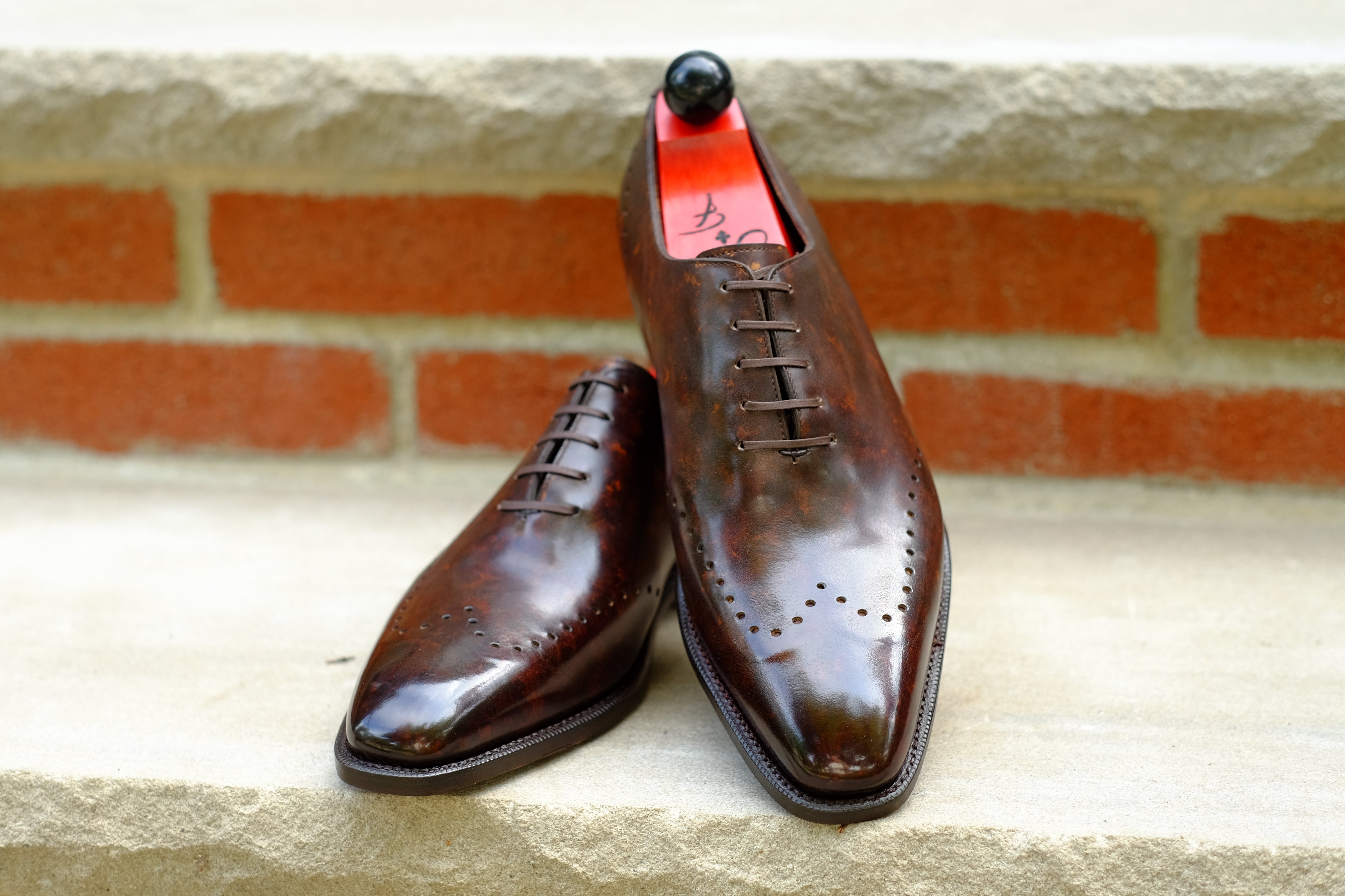 Tony II - Dark Brown Marble Patina - PRE ORDER-Wholecut Oxfords-J.FitzPatrick Footwear