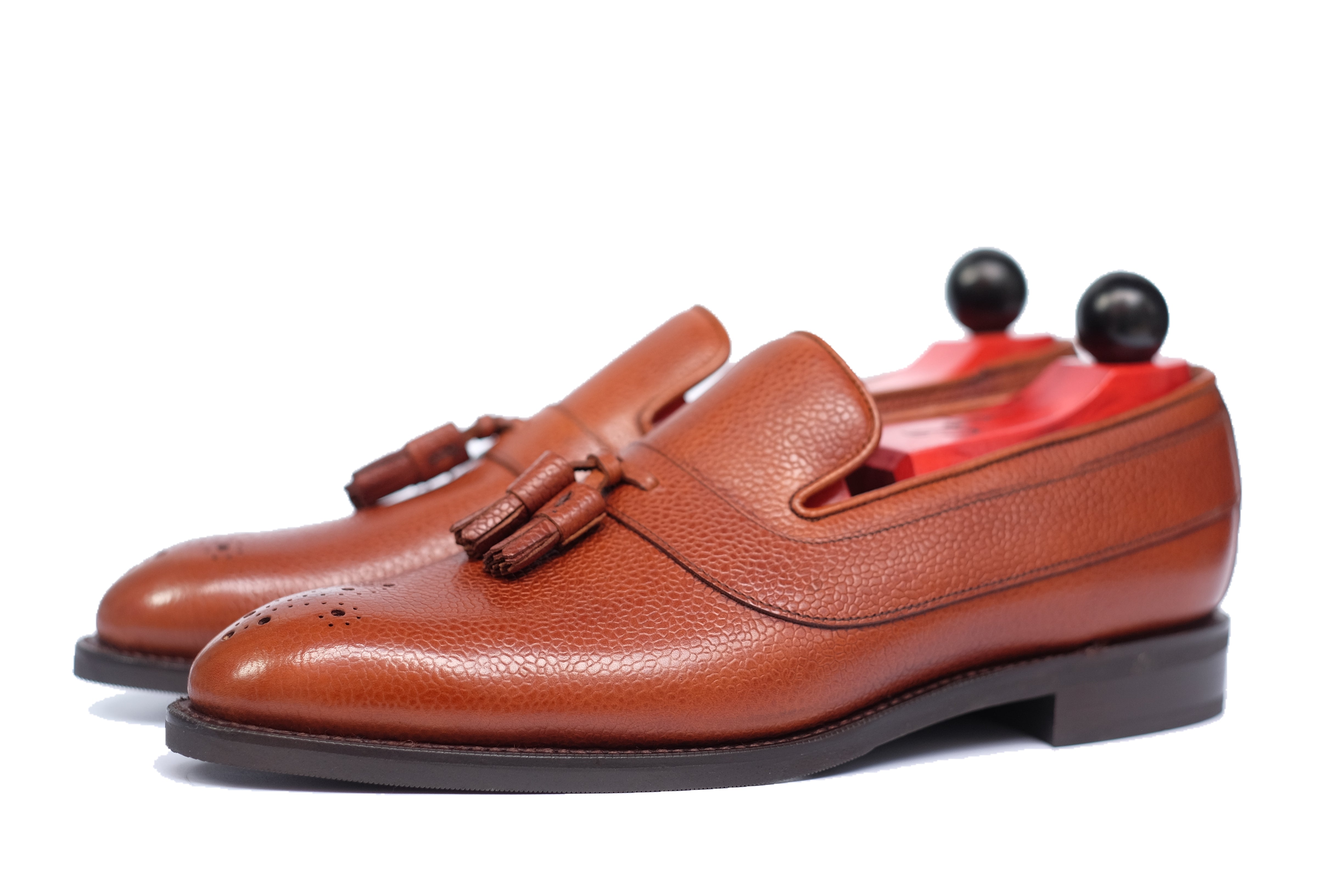 Walla Walla - MTO - Tan Grain - NGT Last - Single City Rubber Sole-Made To Order Tassel Strap Loafer Medallion-J.FitzPatrick Footwear