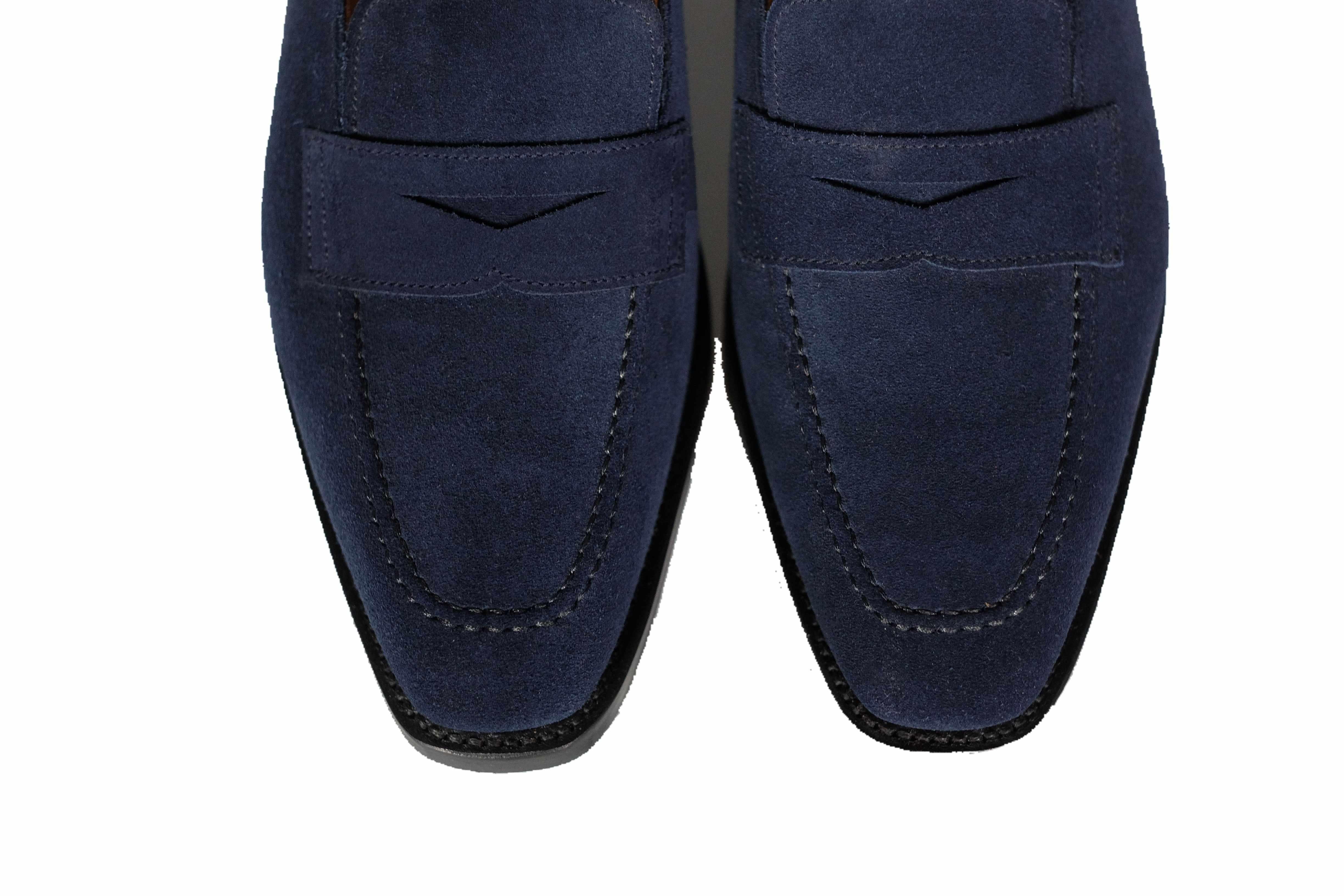 Washington - Dark Sapphire Suede-Penny Loafers-J.FitzPatrick Footwear