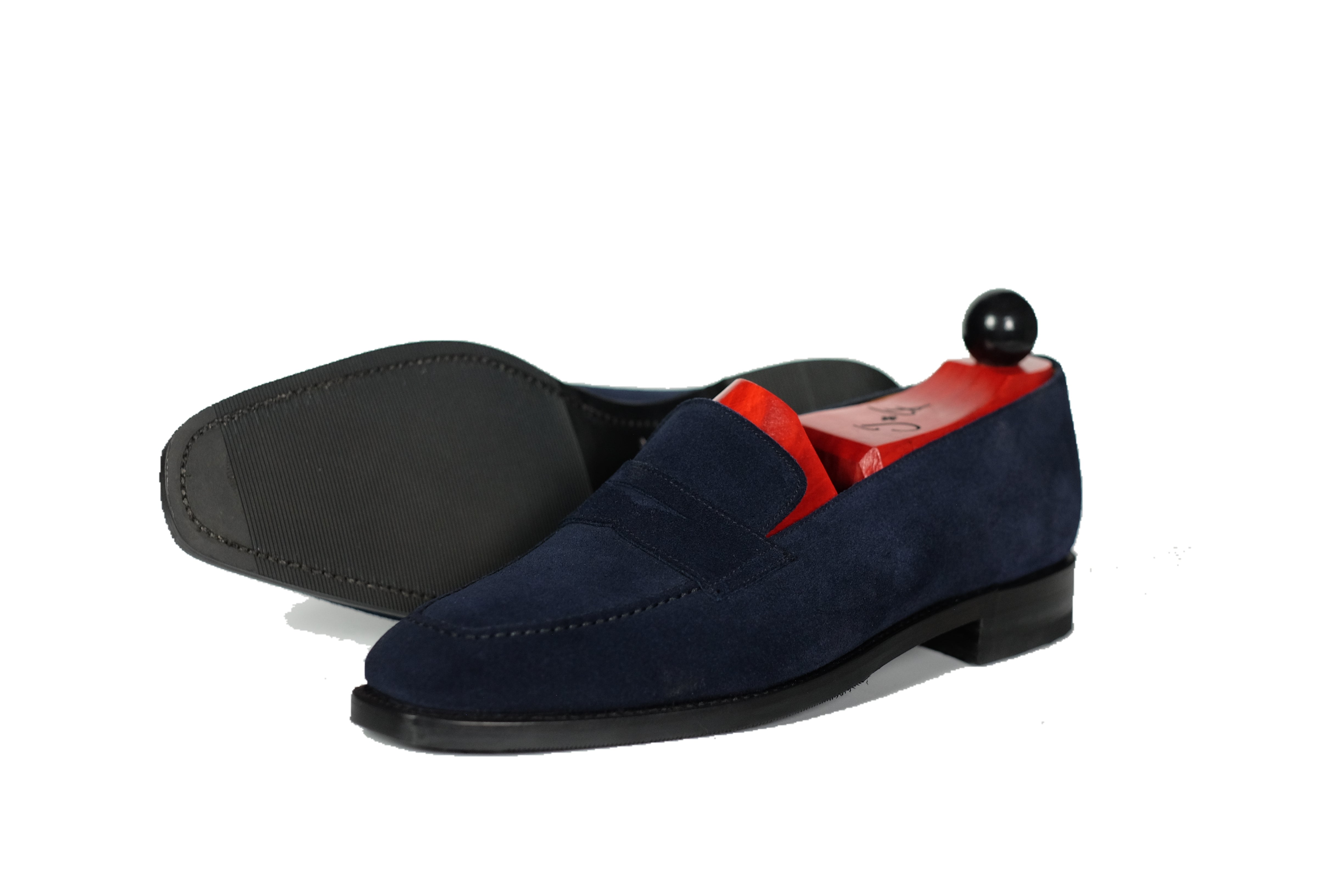 Washington - Dark Sapphire Suede-Penny Loafers-J.FitzPatrick Footwear