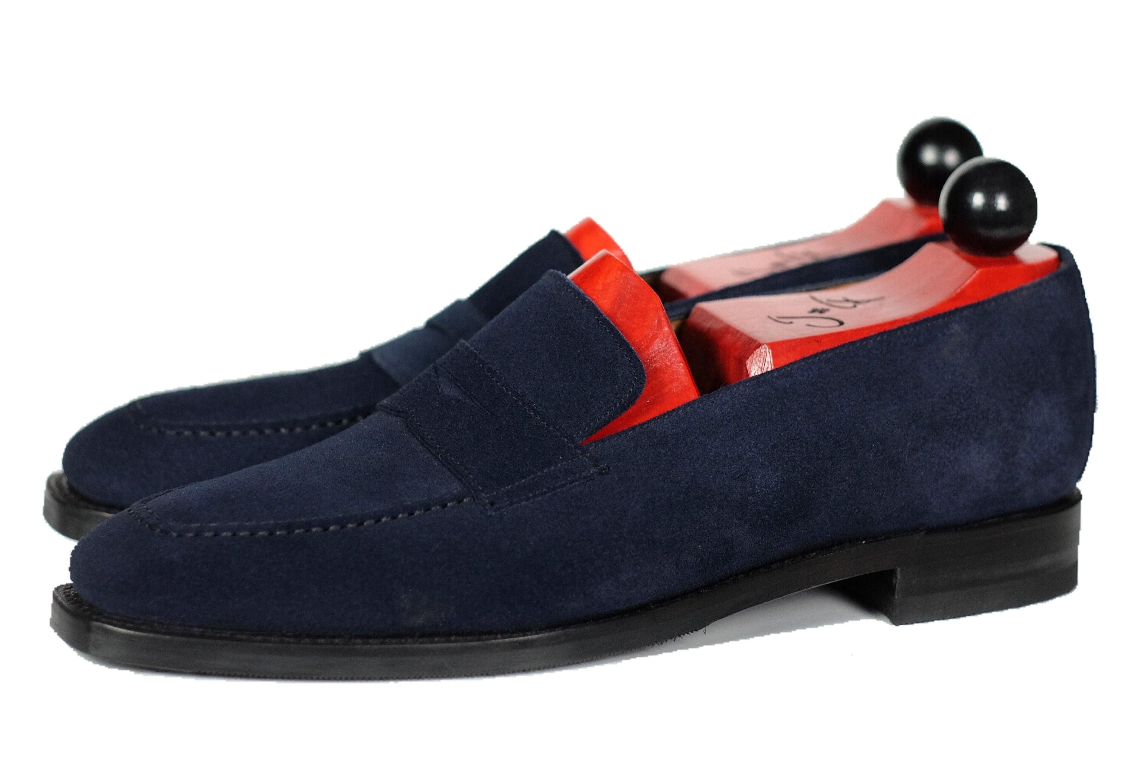 Washington - Dark Sapphire Suede-Penny Loafers-J.FitzPatrick Footwear