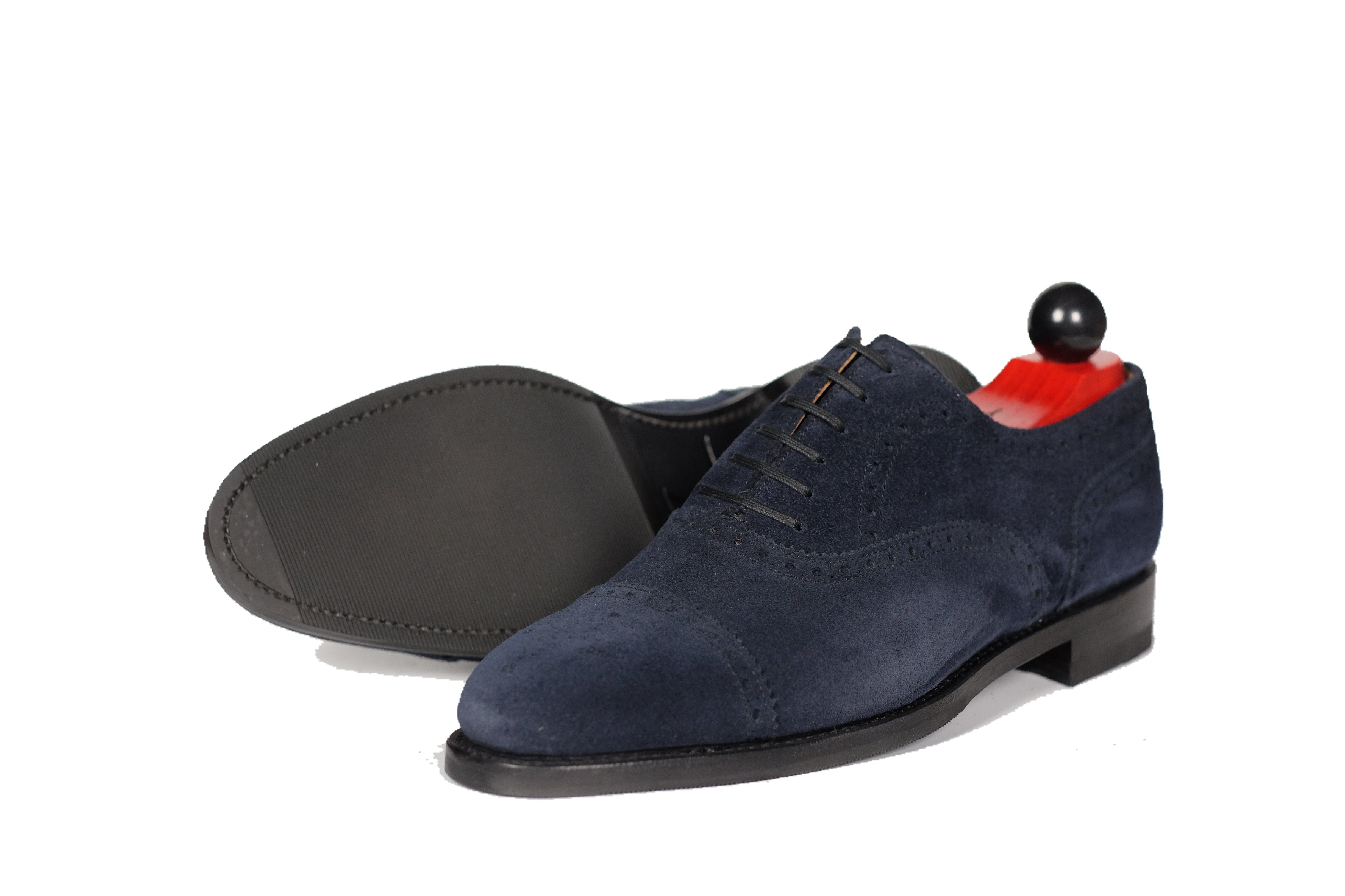 Wenatchee - Dark Sapphire Suede-Captoe Cap Toe Brogue Oxfords-J.FitzPatrick Footwear