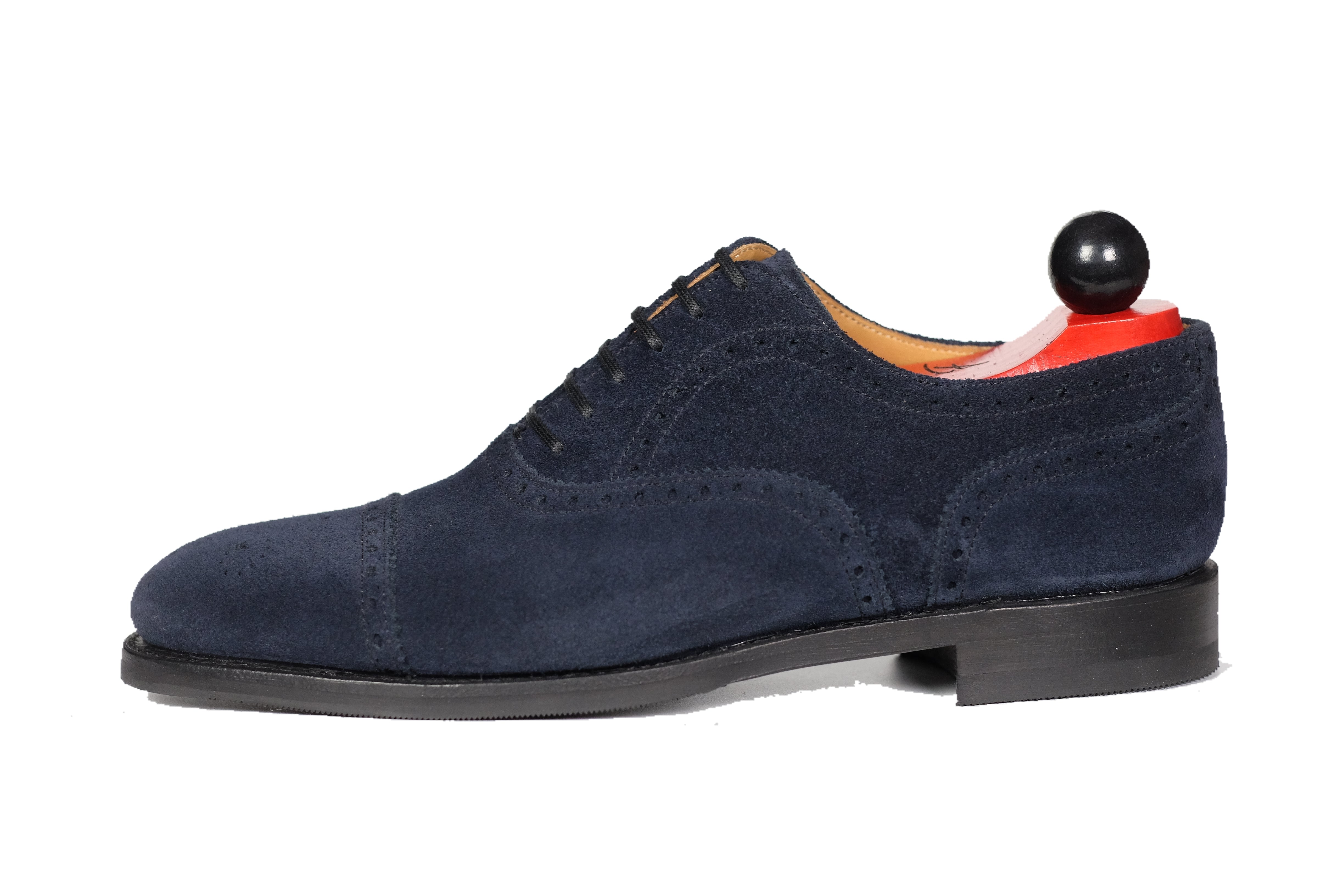 Wenatchee - Dark Sapphire Suede-Captoe Cap Toe Brogue Oxfords-J.FitzPatrick Footwear