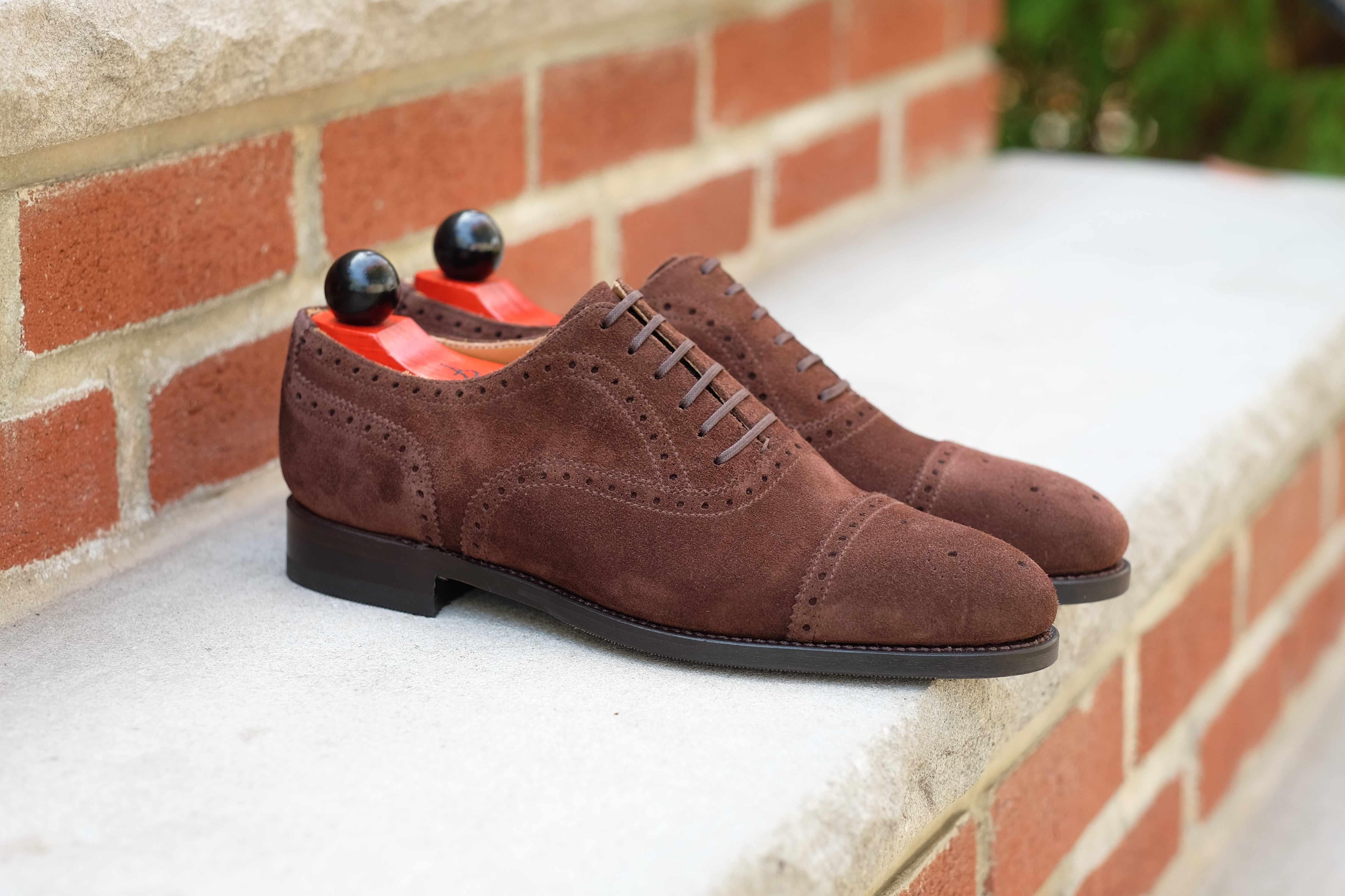 Wenatchee - Mocha Suede-Captoe Cap Toe Brogue Oxfords-J.FitzPatrick Footwear