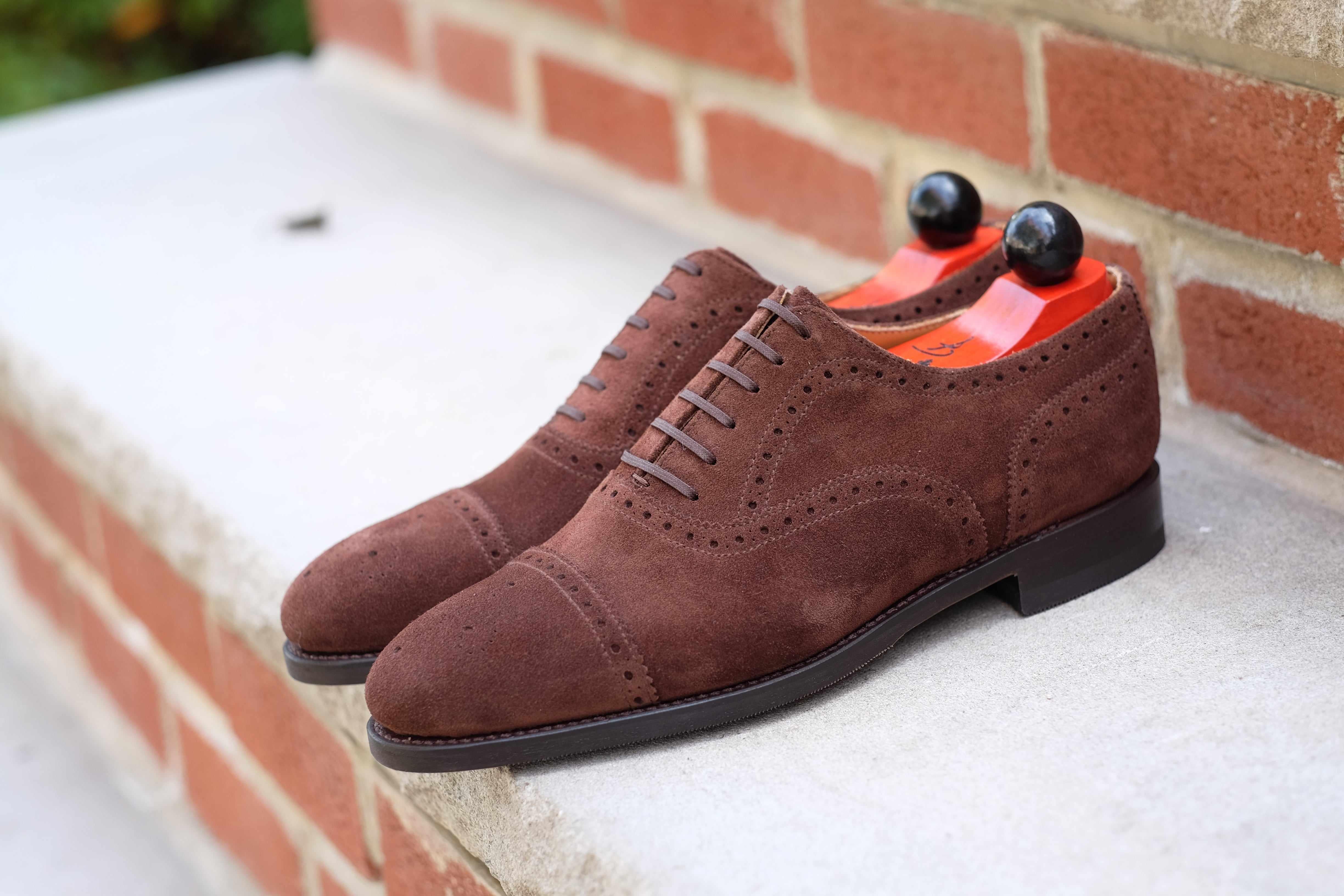 Wenatchee - Mocha Suede-Captoe Cap Toe Brogue Oxfords-J.FitzPatrick Footwear