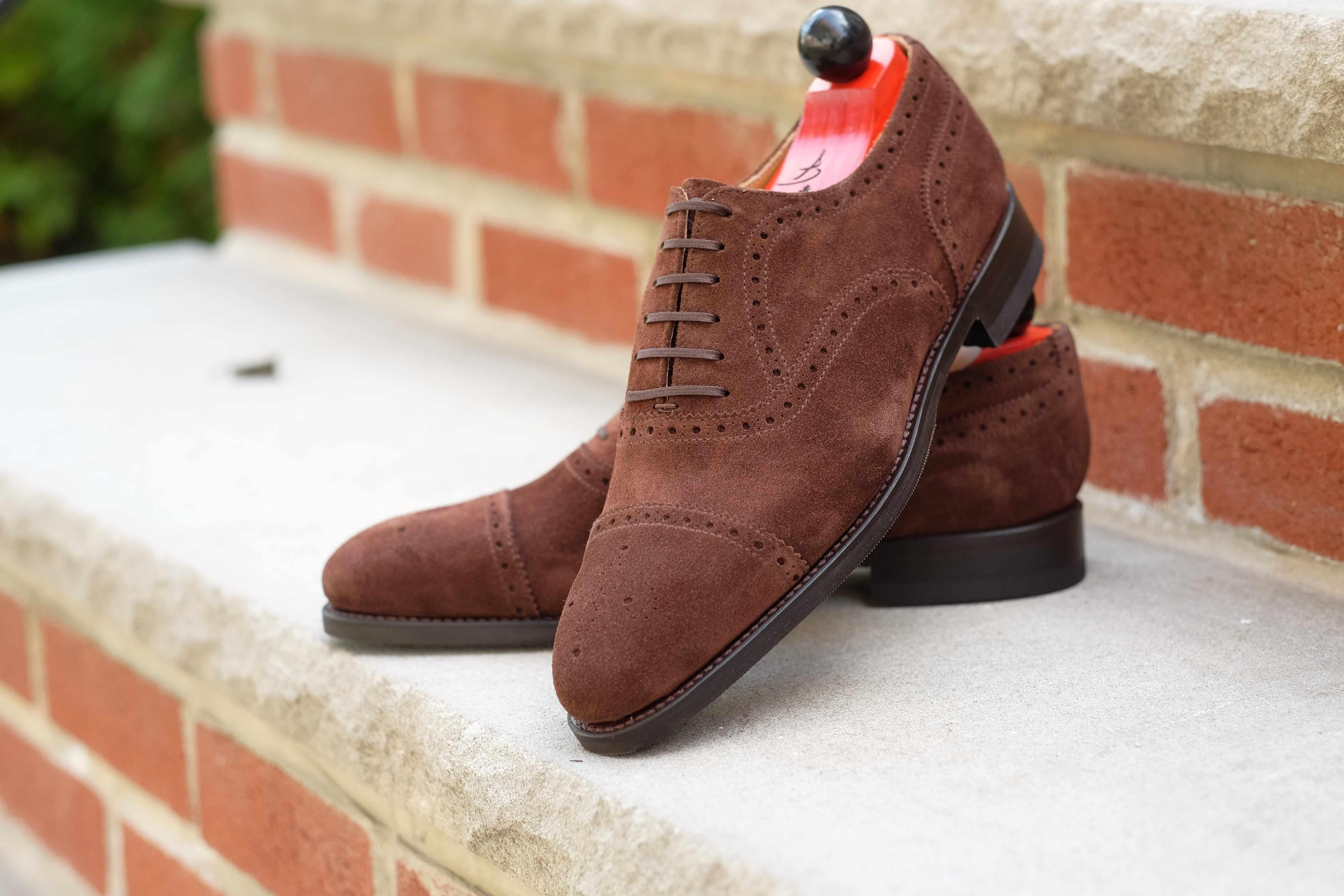 Wenatchee - Mocha Suede-Captoe Cap Toe Brogue Oxfords-J.FitzPatrick Footwear