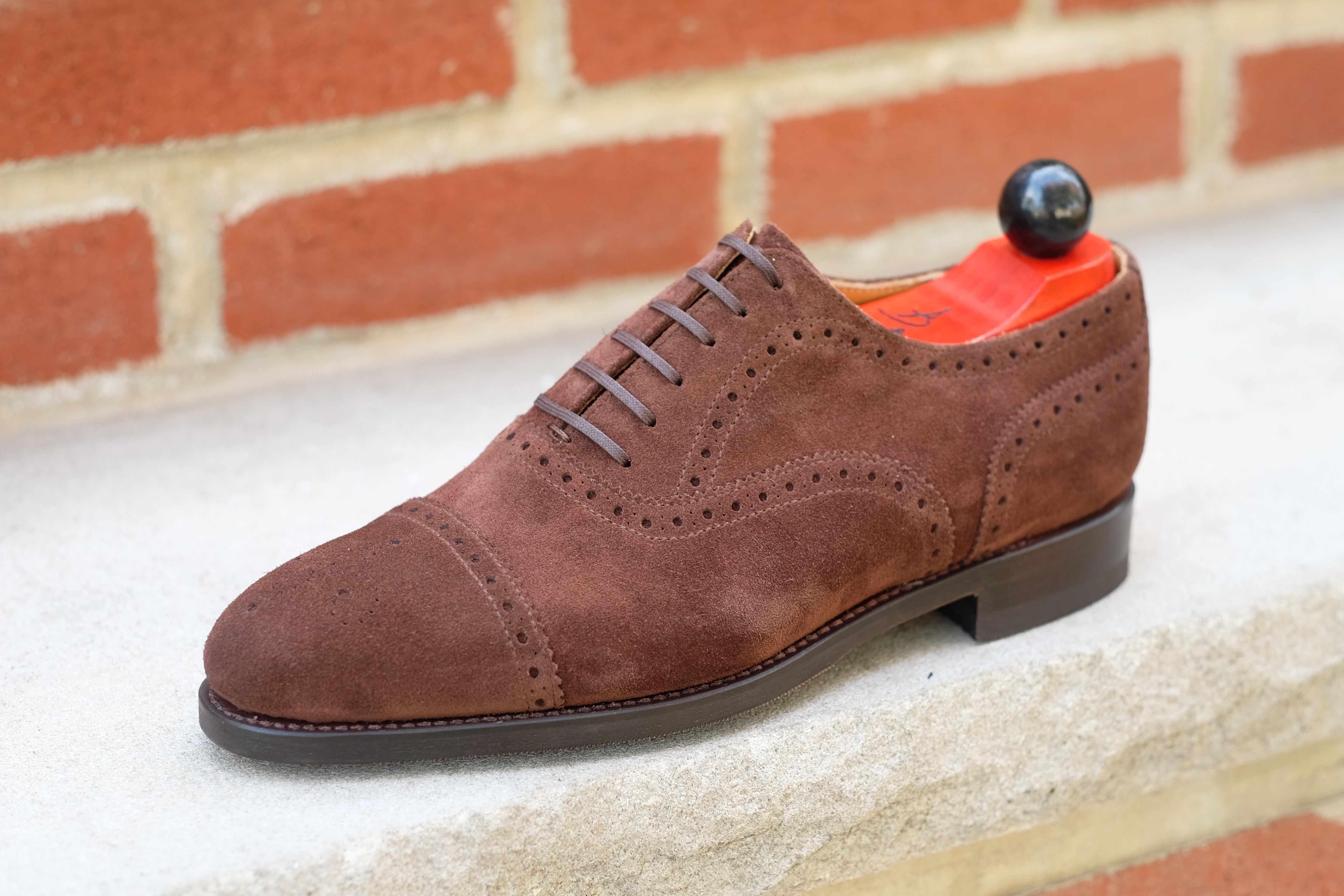 Wenatchee - Mocha Suede-Captoe Cap Toe Brogue Oxfords-J.FitzPatrick Footwear
